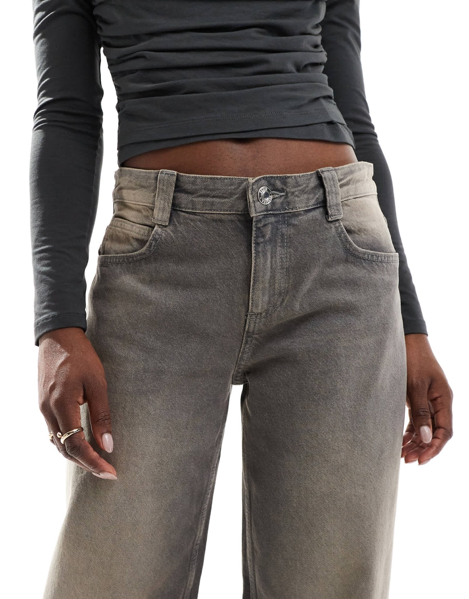 Bershka baggy balloon leg jeans in grey wash - ASOS Sample Sale