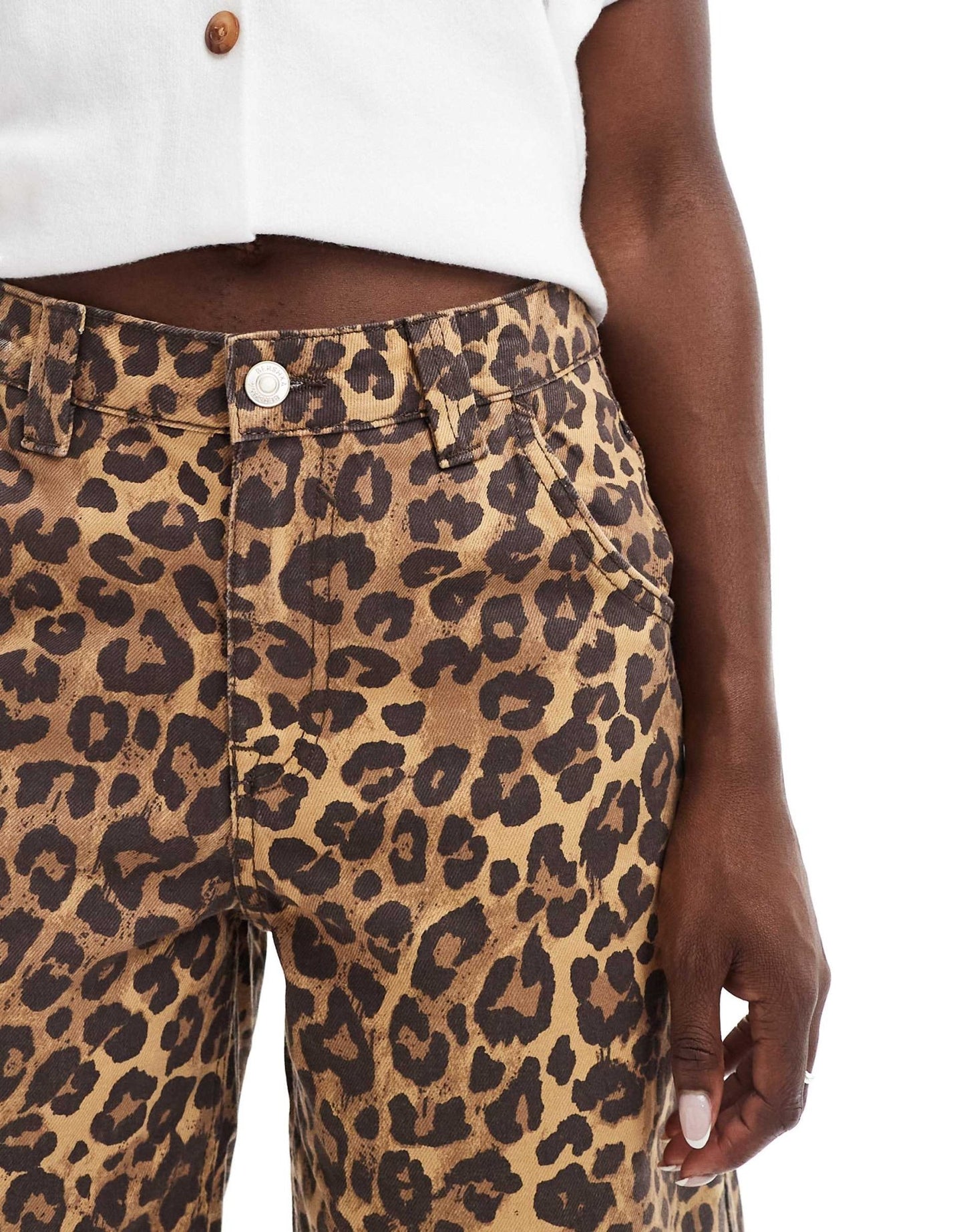 Bershka baggy longline shorts in leopard print - ASOS Sample Sale