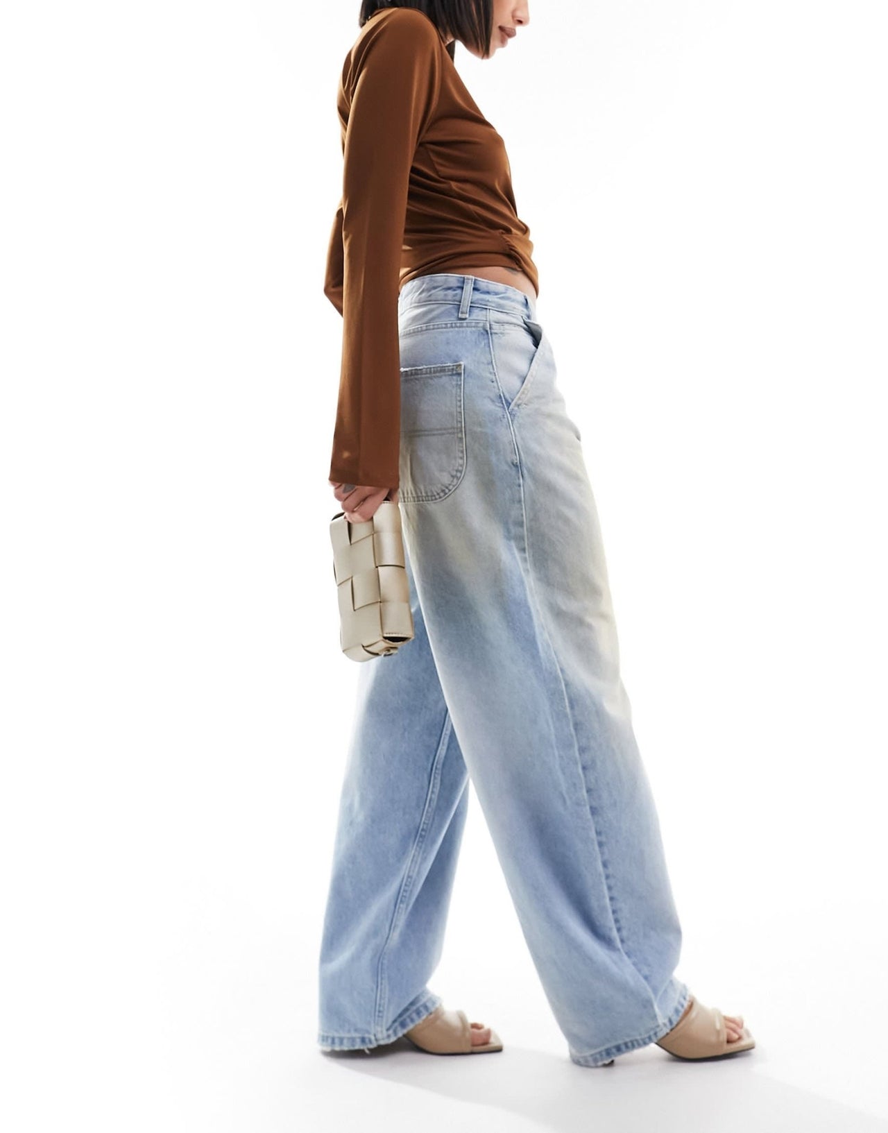 Bershka baggy skater jeans in light blue dirty wash - ASOS Sample Sale
