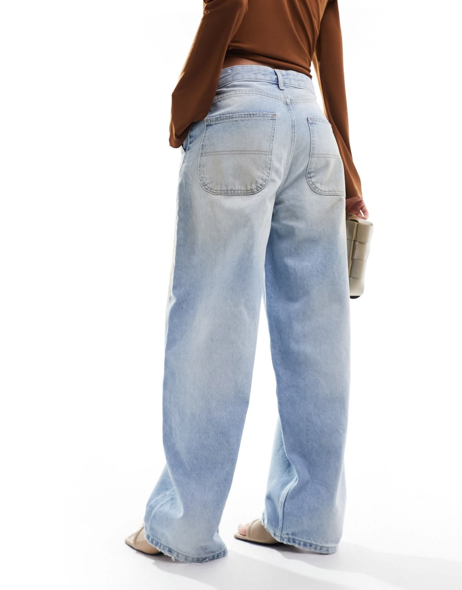 Bershka baggy skater jeans in light blue dirty wash - ASOS Sample Sale