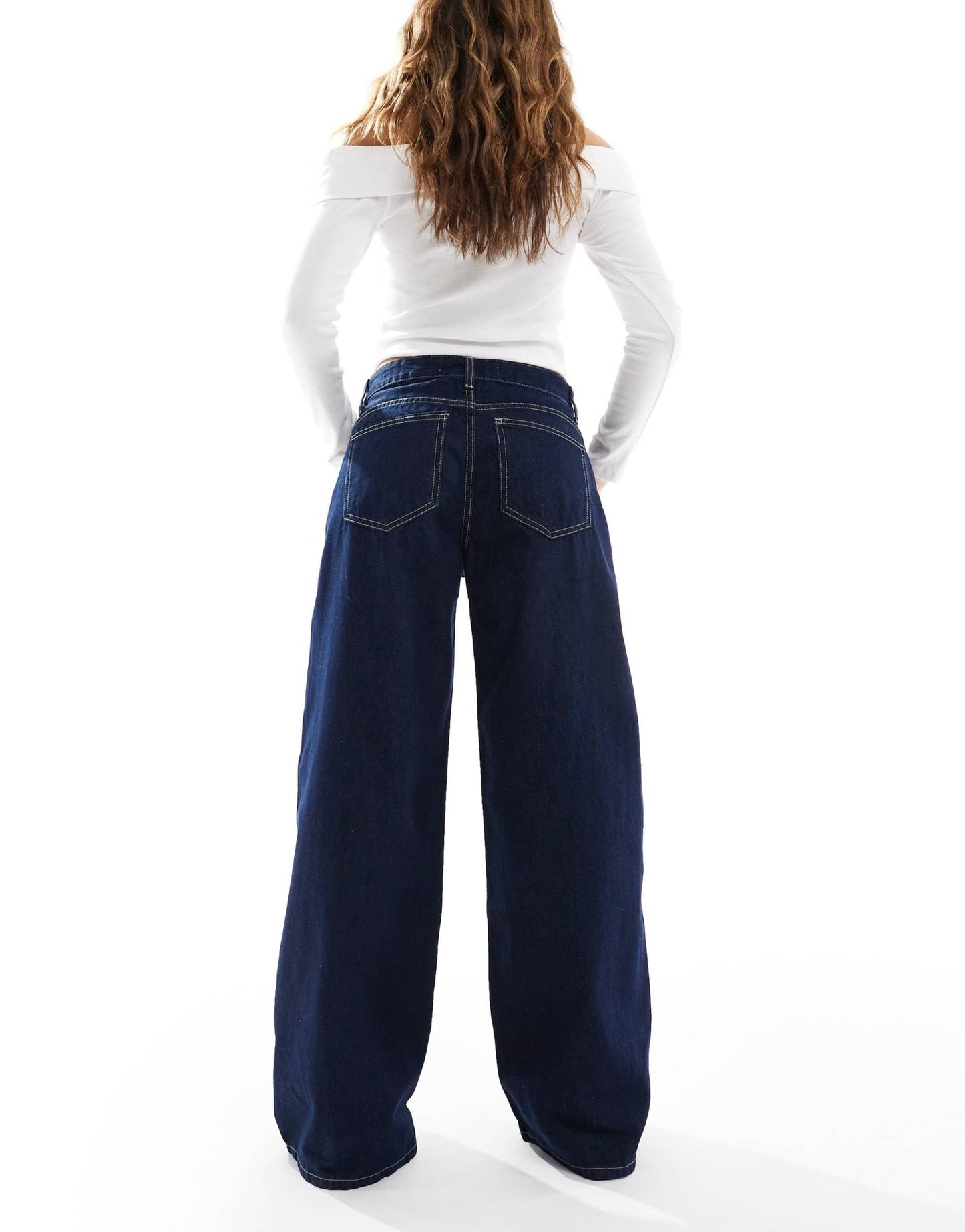 Bershka baggy wide leg jeans in indigo - ASOS Sample Sale
