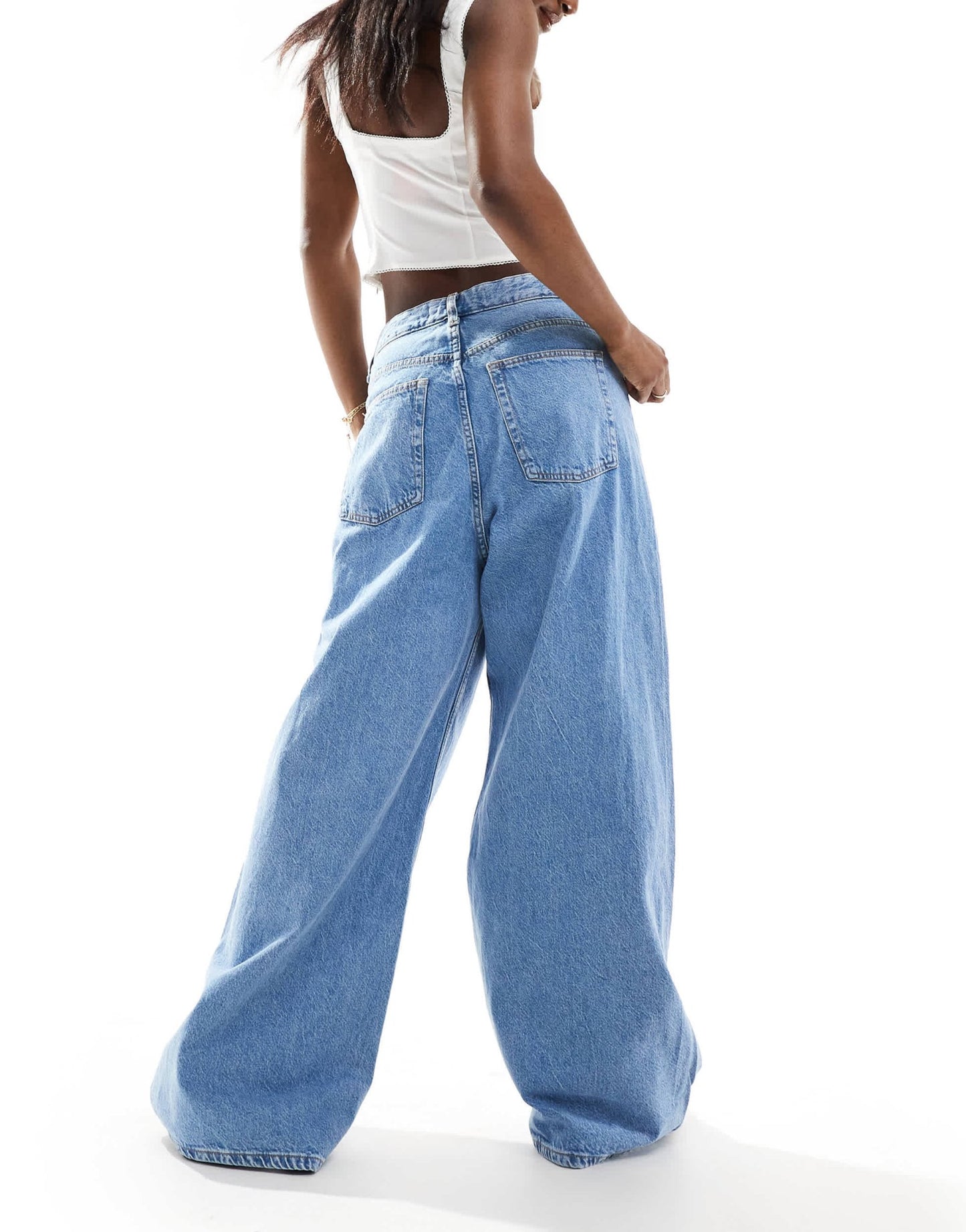 Bershka baggy wide leg jeans in light blue - ASOS Sample Sale