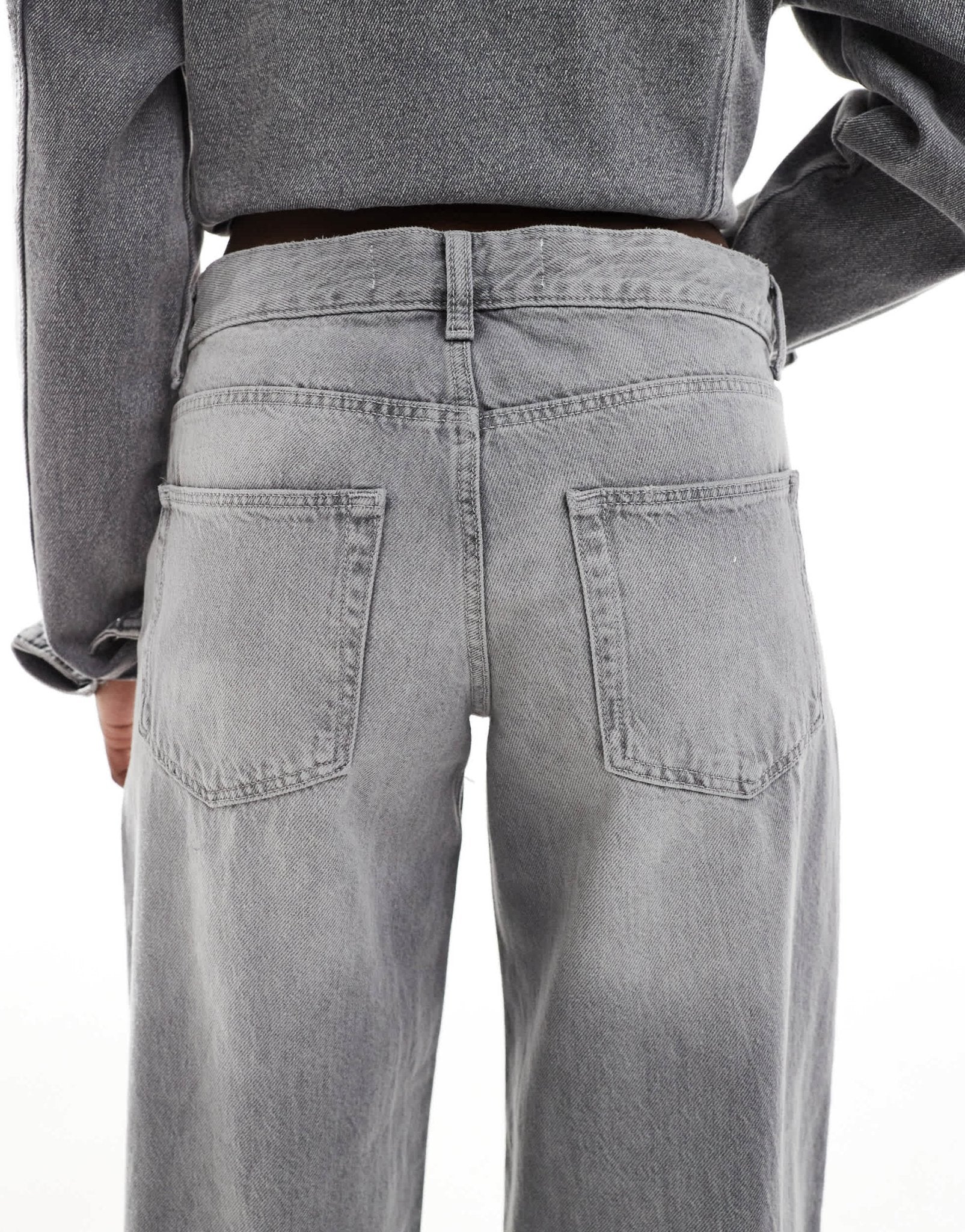 Bershka baggy wide leg jeans in washed grey - ASOS Sample Sale