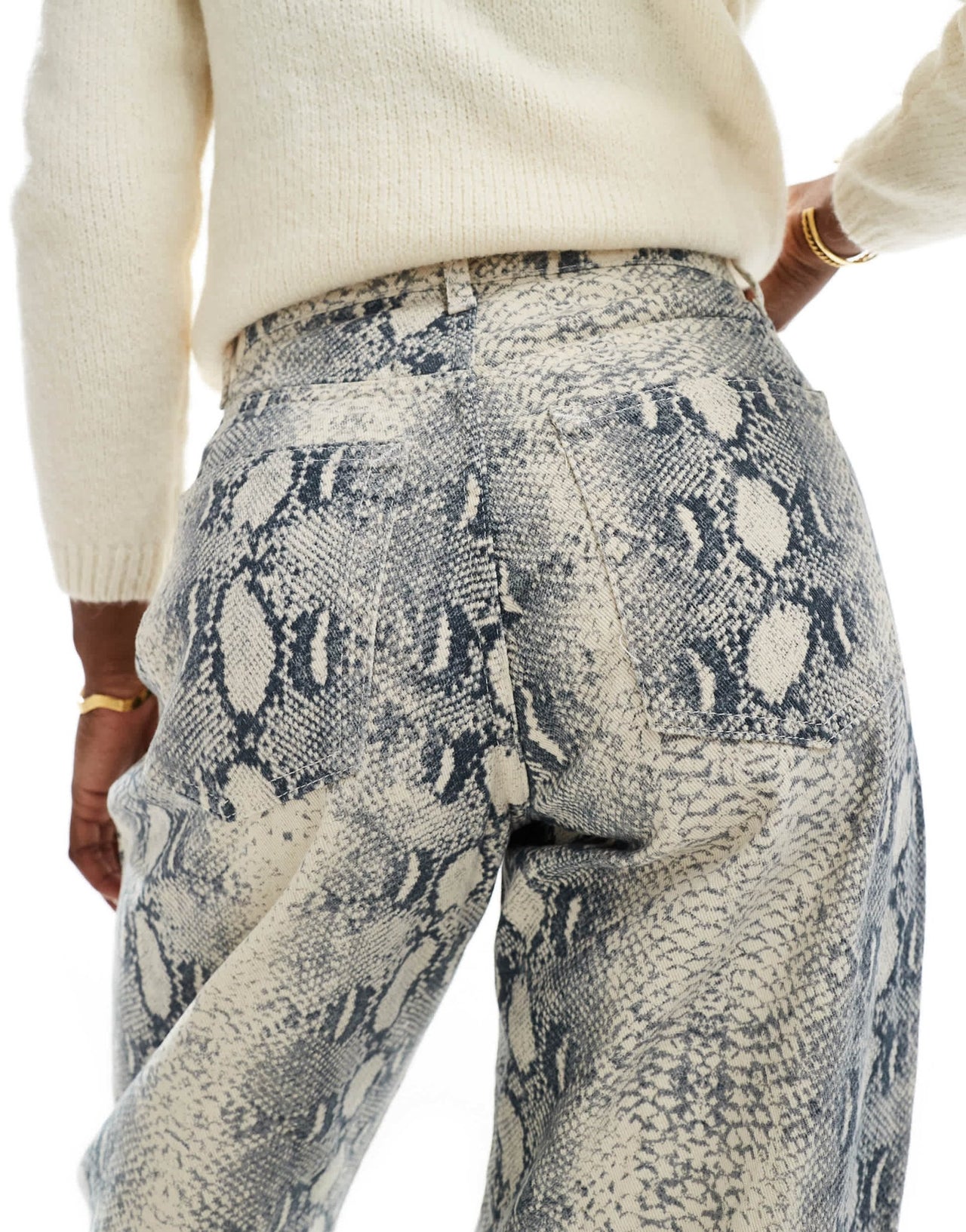Bershka balloon jeans in snakeskin print - ASOS Sample Sale