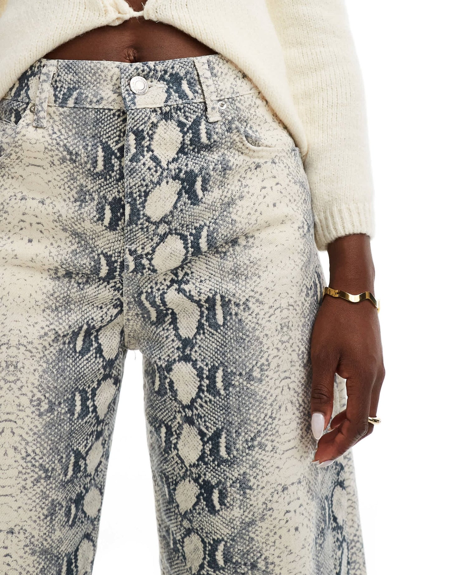 Bershka balloon jeans in snakeskin print - ASOS Sample Sale