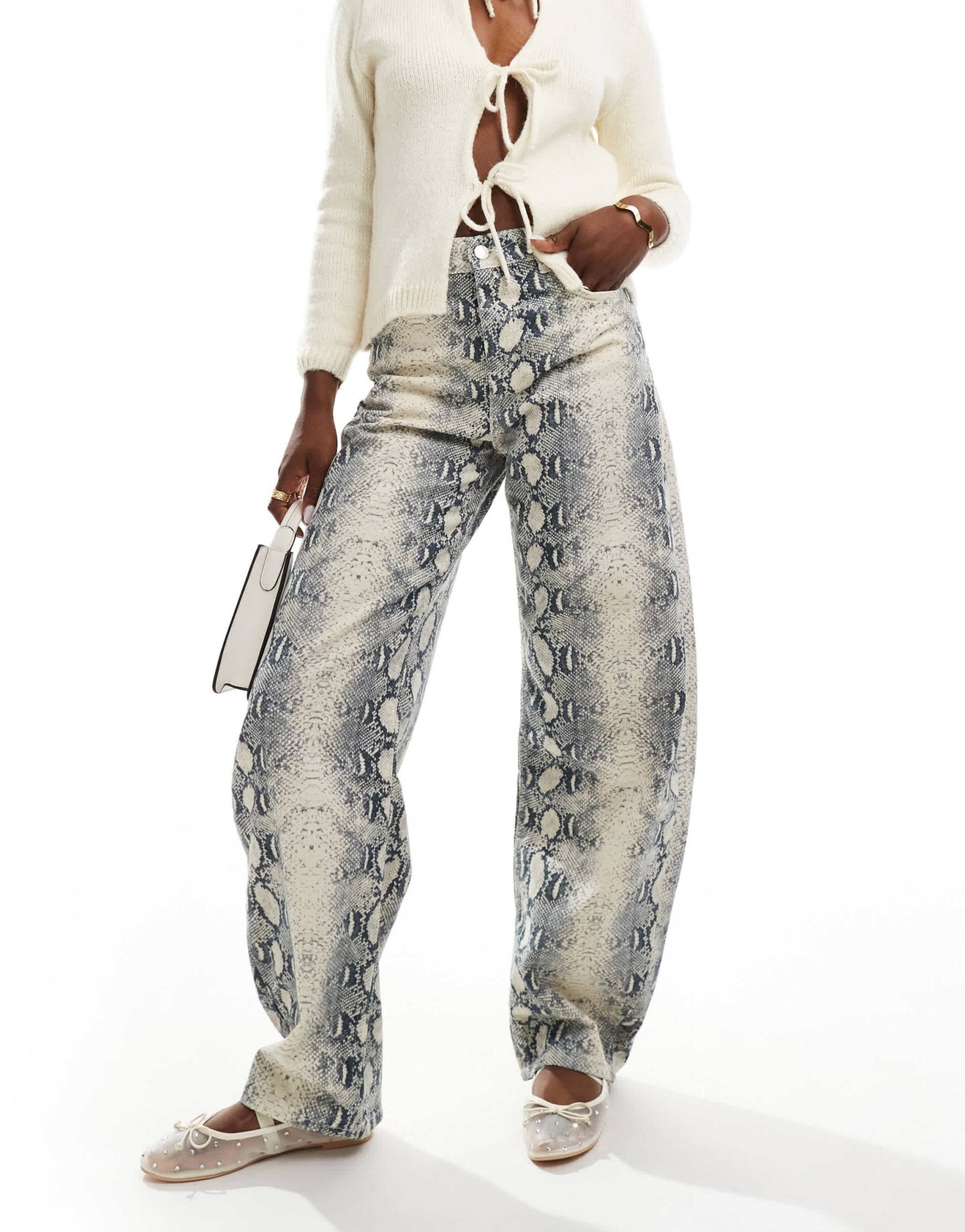 Bershka balloon jeans in snakeskin print - ASOS Sample Sale