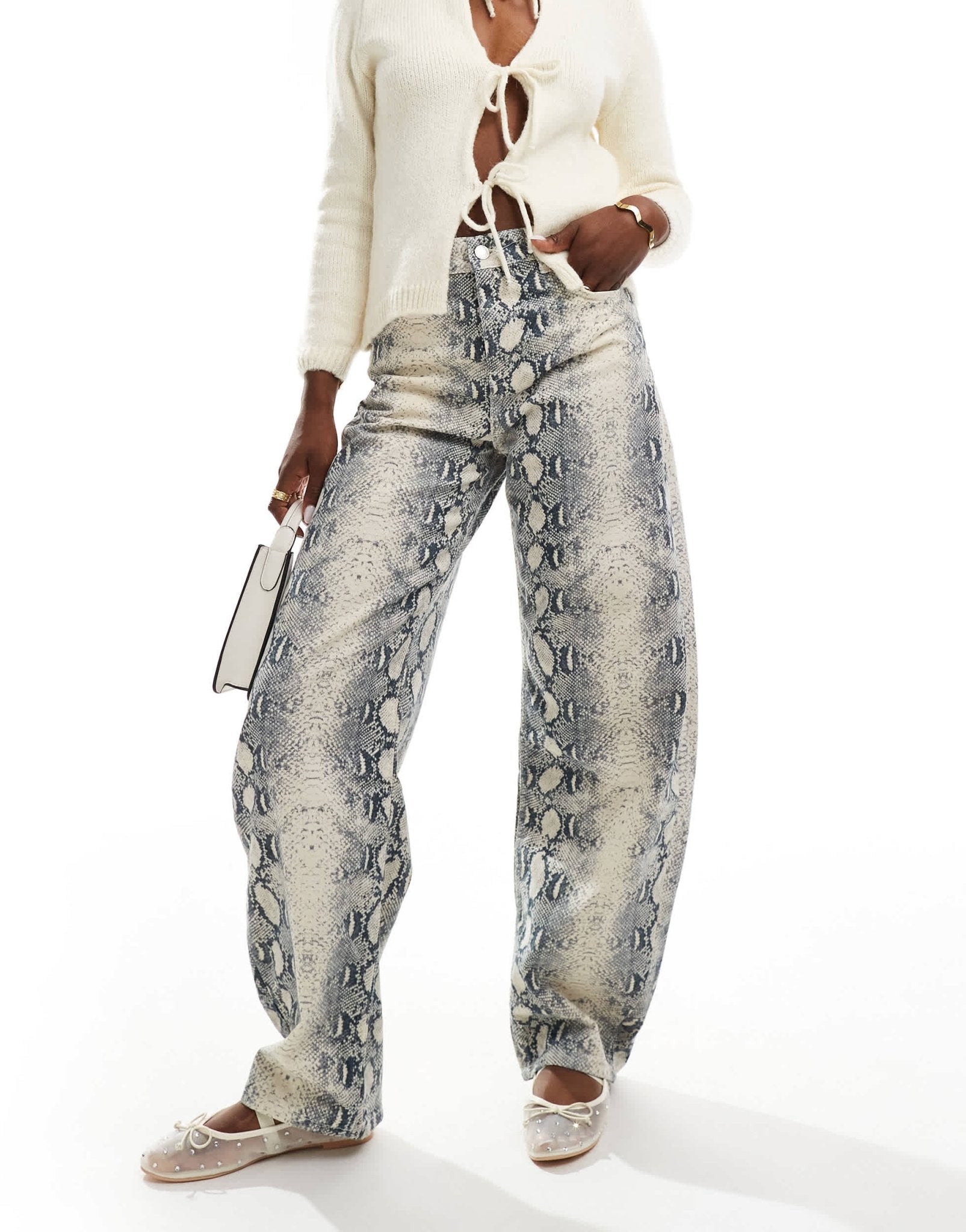 Bershka balloon jeans in snakeskin print - ASOS Sample Sale