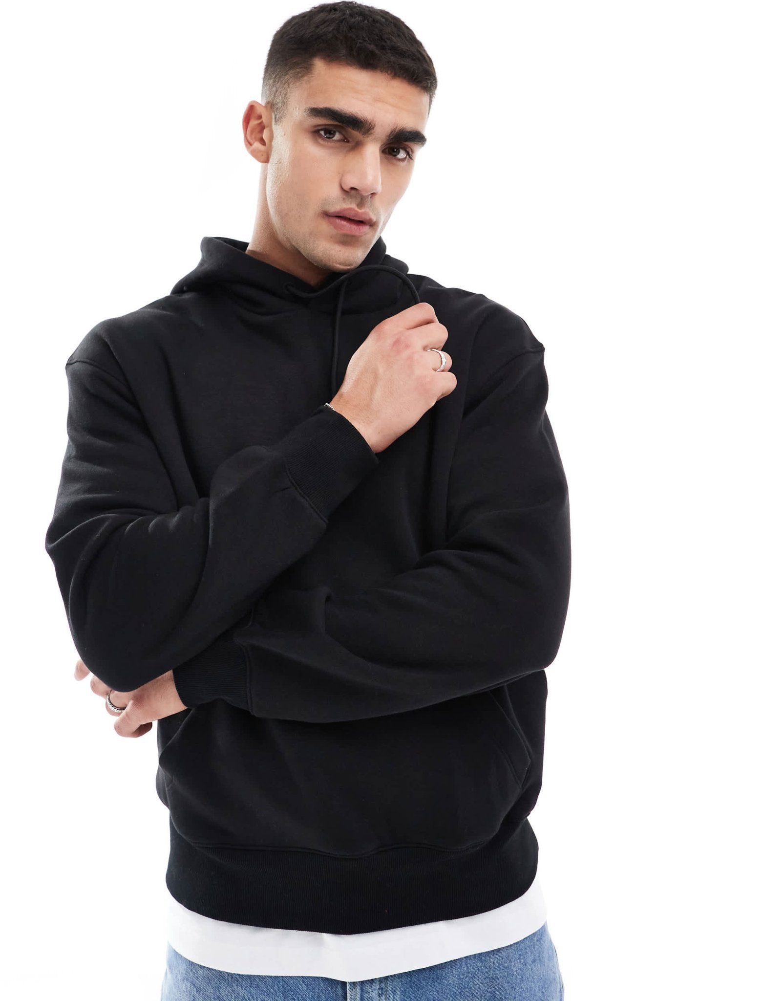 Bershka basic hoodie in black - ASOS Sample Sale