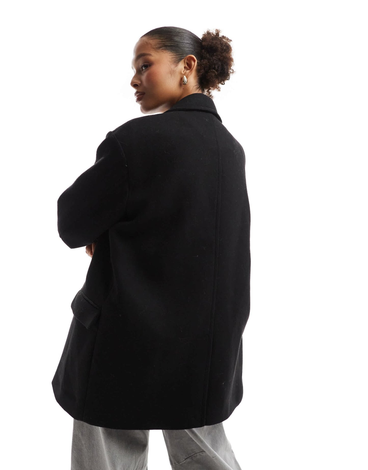 Bershka boxy oversized tailored coat in black - ASOS Sample Sale