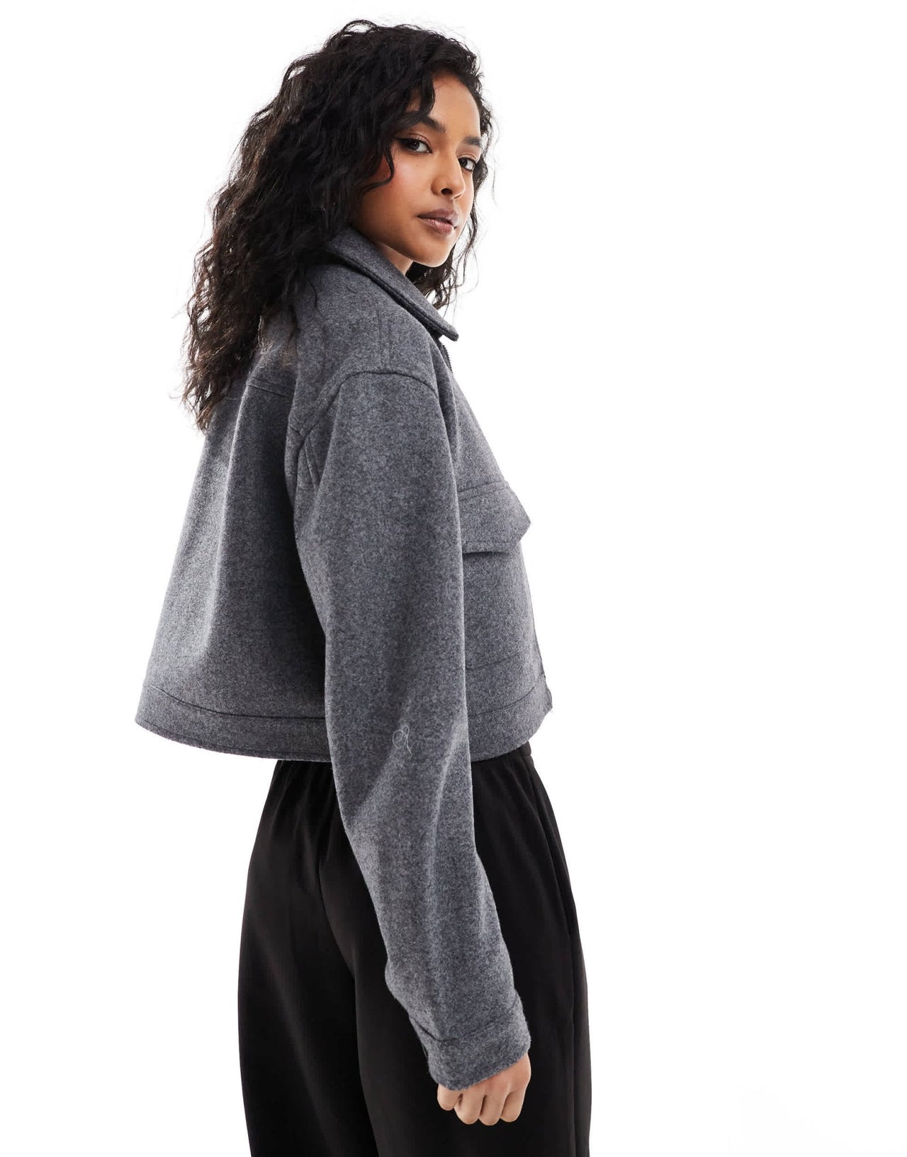 Bershka boxy wool jacket in dark grey - ASOS Sample Sale