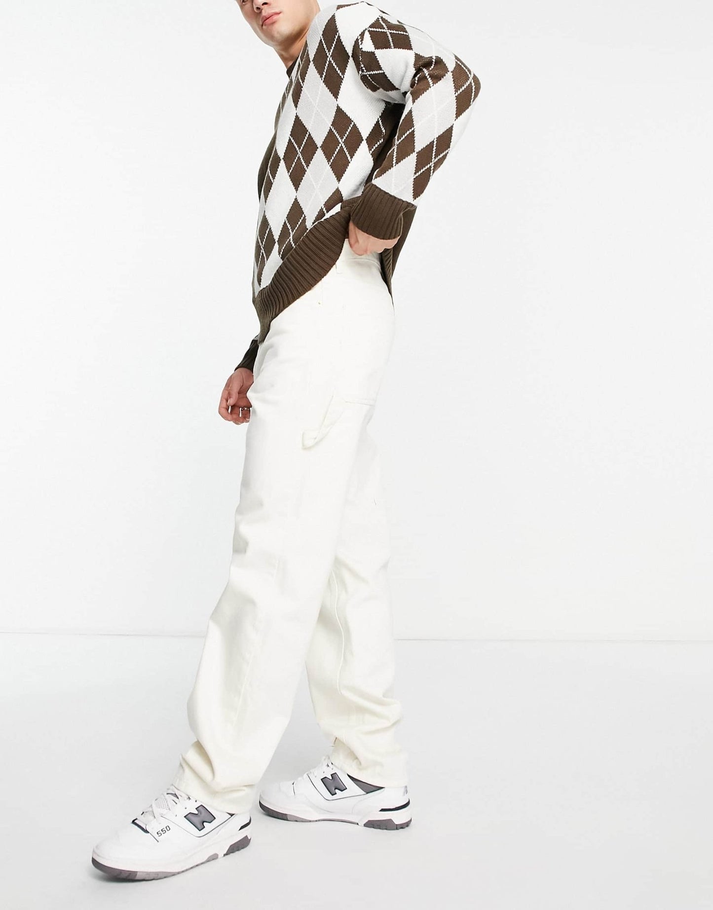 Bershka carpenter jeans in ecru - ASOS Sample Sale