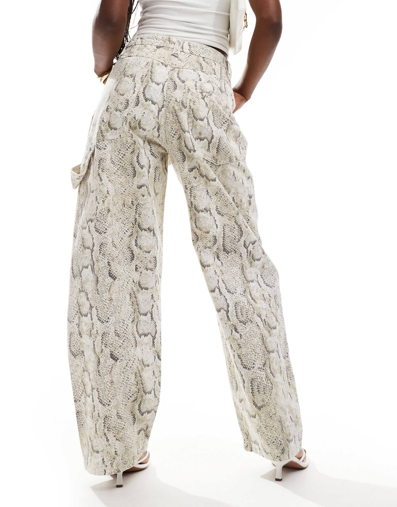 Bershka carpenter trousers in snakeskin print - ASOS Sample Sale
