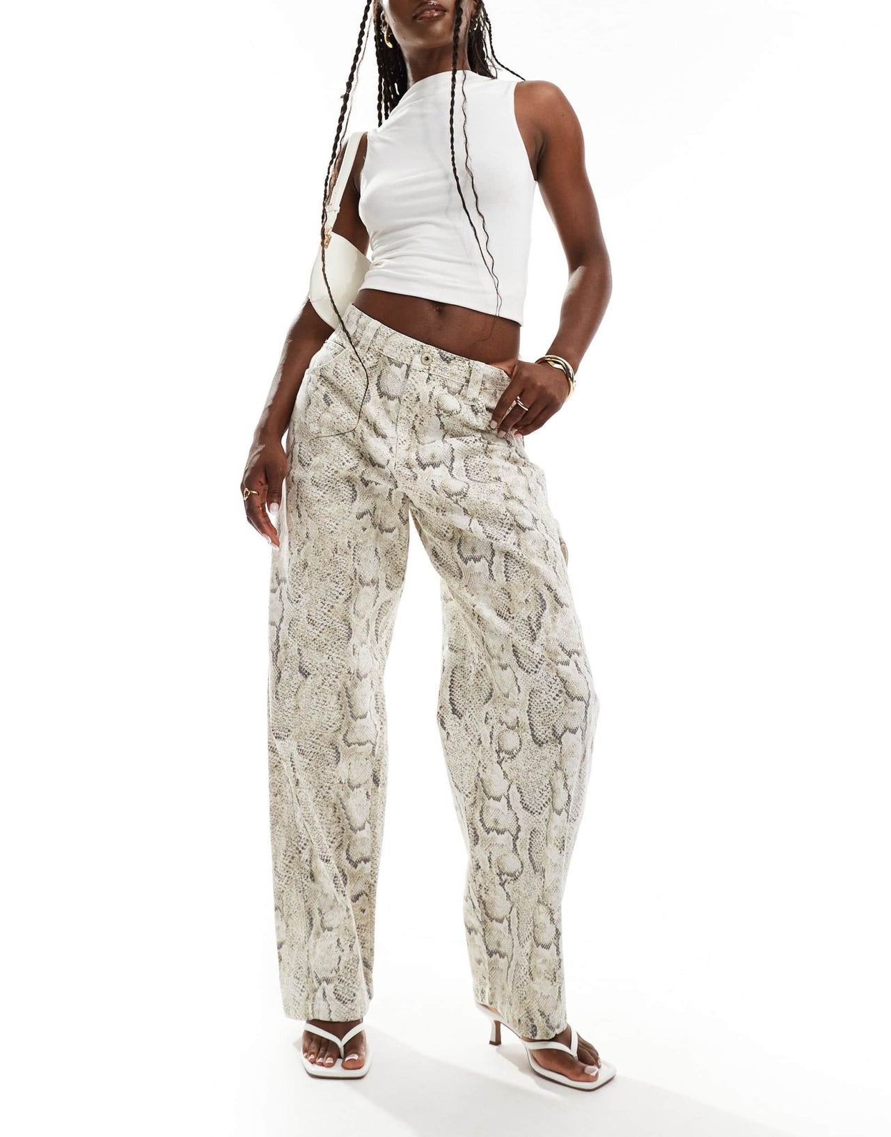 Bershka carpenter trousers in snakeskin print - ASOS Sample Sale