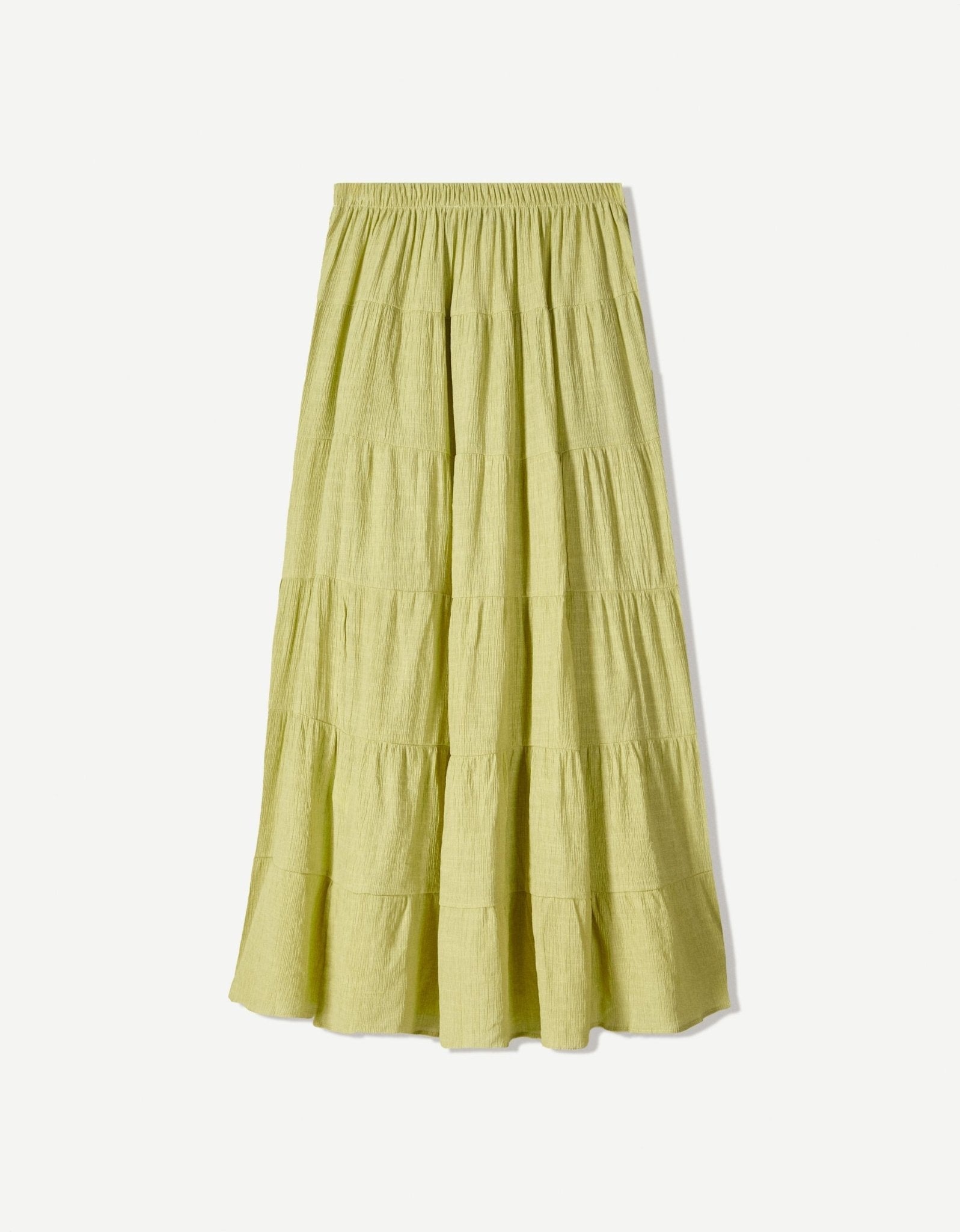 Bershka cheesecloth tierred maxi skirt in pistachio - ASOS Sample Sale