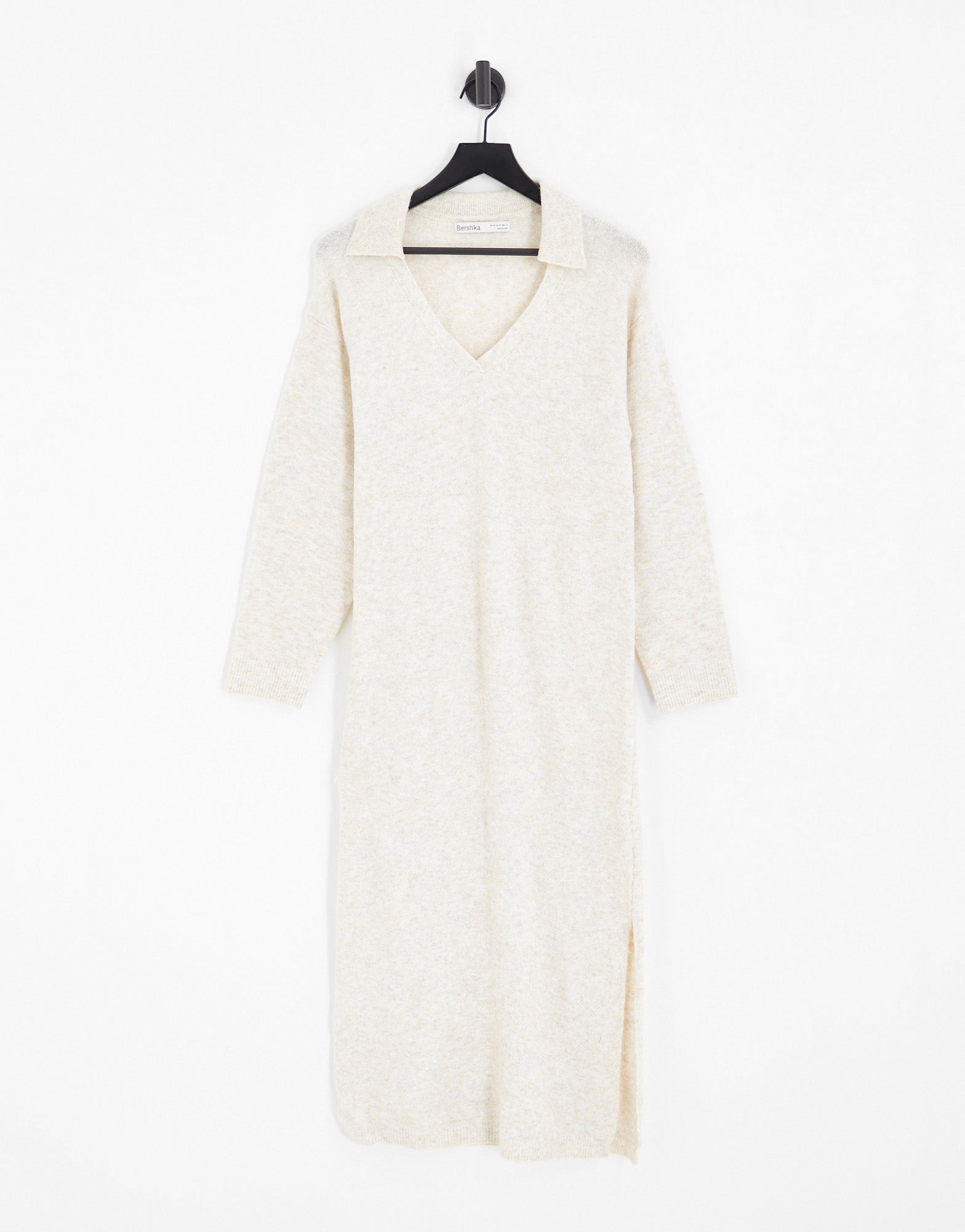 Bershka collared knitted midi dress in sand - ASOS Sample Sale