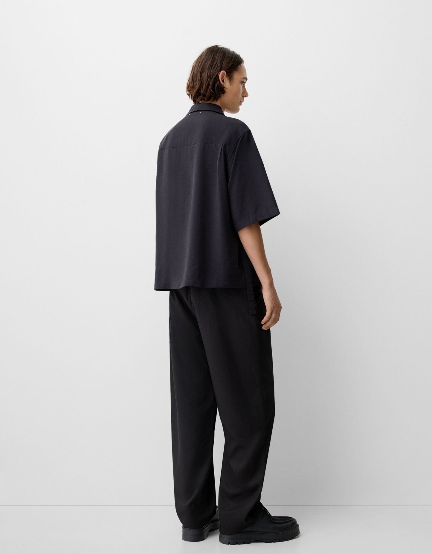 Bershka Collection baggy tailored trouser in black - ASOS Sample Sale