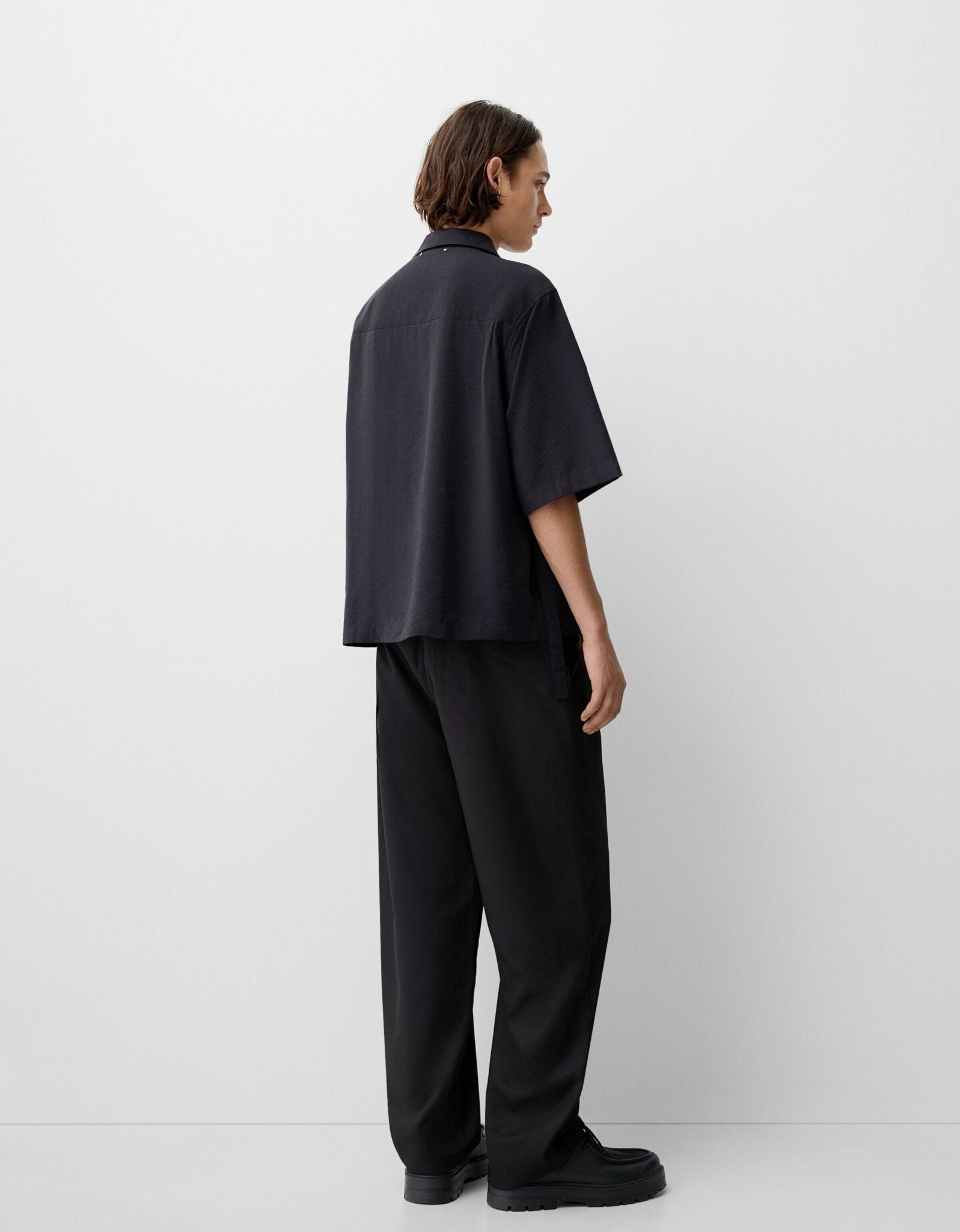 Bershka Collection baggy tailored trouser in black - ASOS Sample Sale