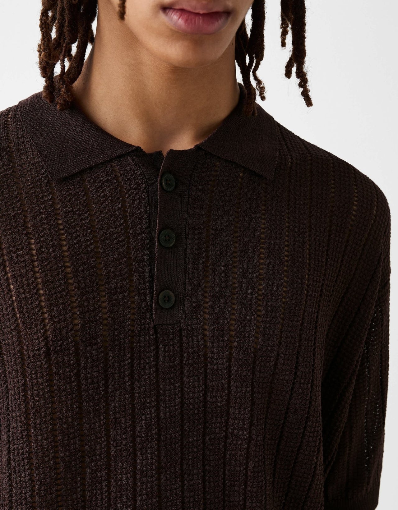 Bershka Collection knitted polo in brown - ASOS Sample Sale