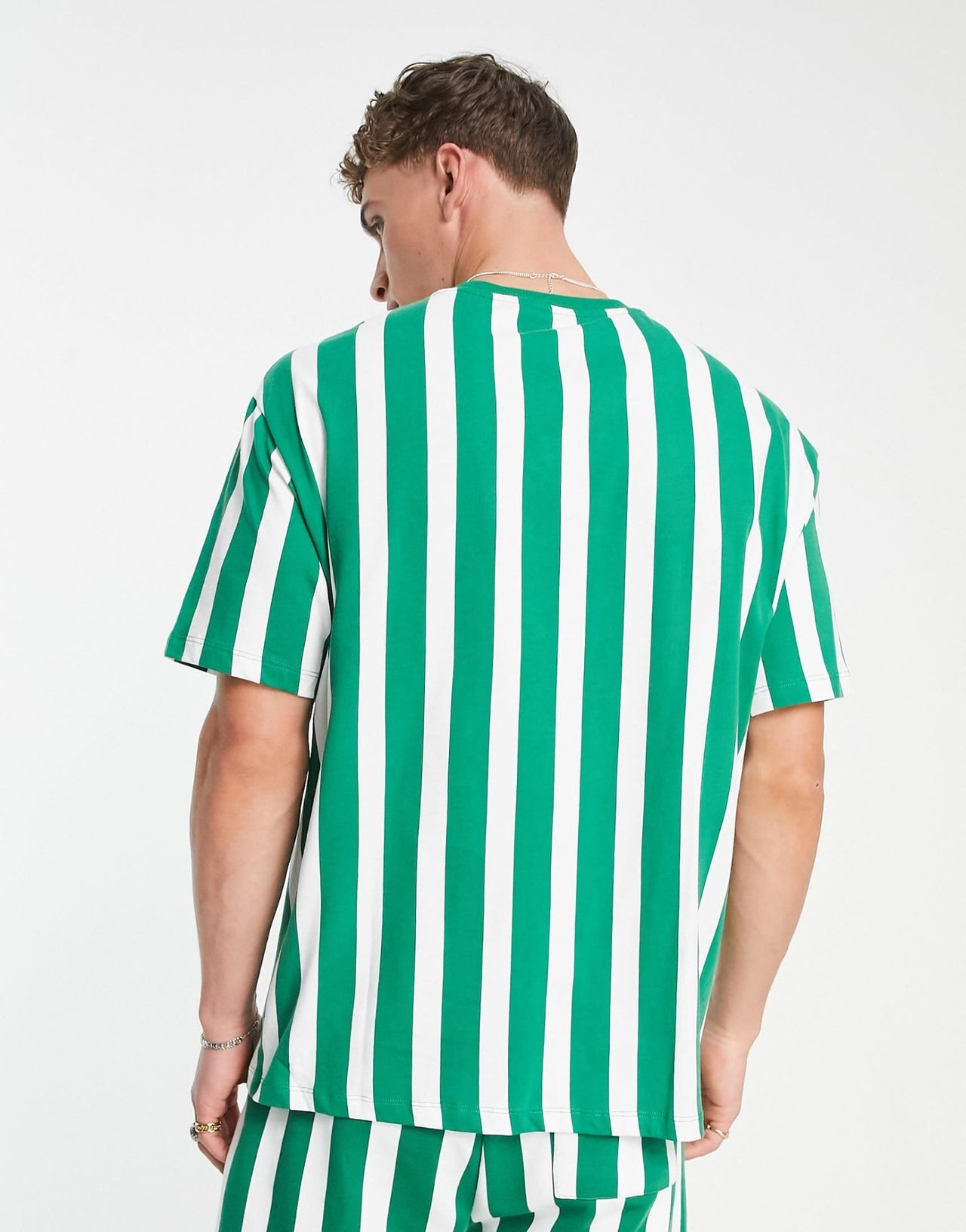 Bershka collegiate t-shirt co ord in green stripe - ASOS Sample Sale