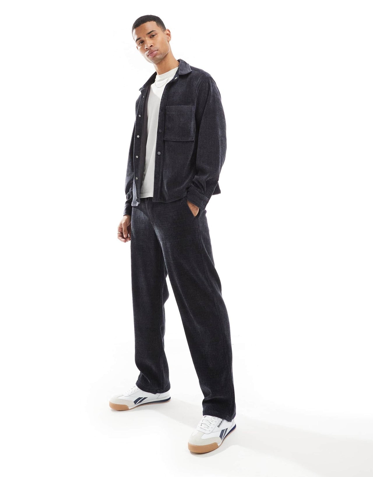 Bershka cord shirt co-ord in washed blue - ASOS Sample Sale