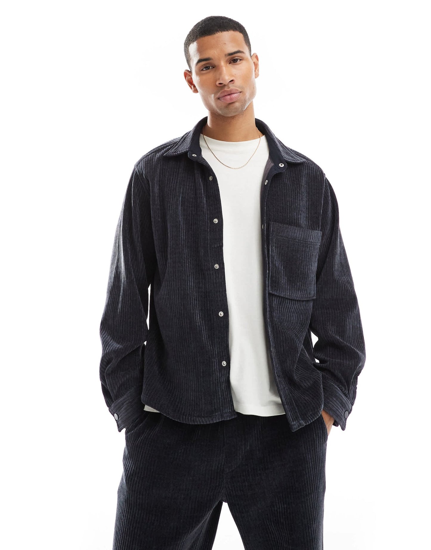 Bershka cord shirt co-ord in washed blue - ASOS Sample Sale