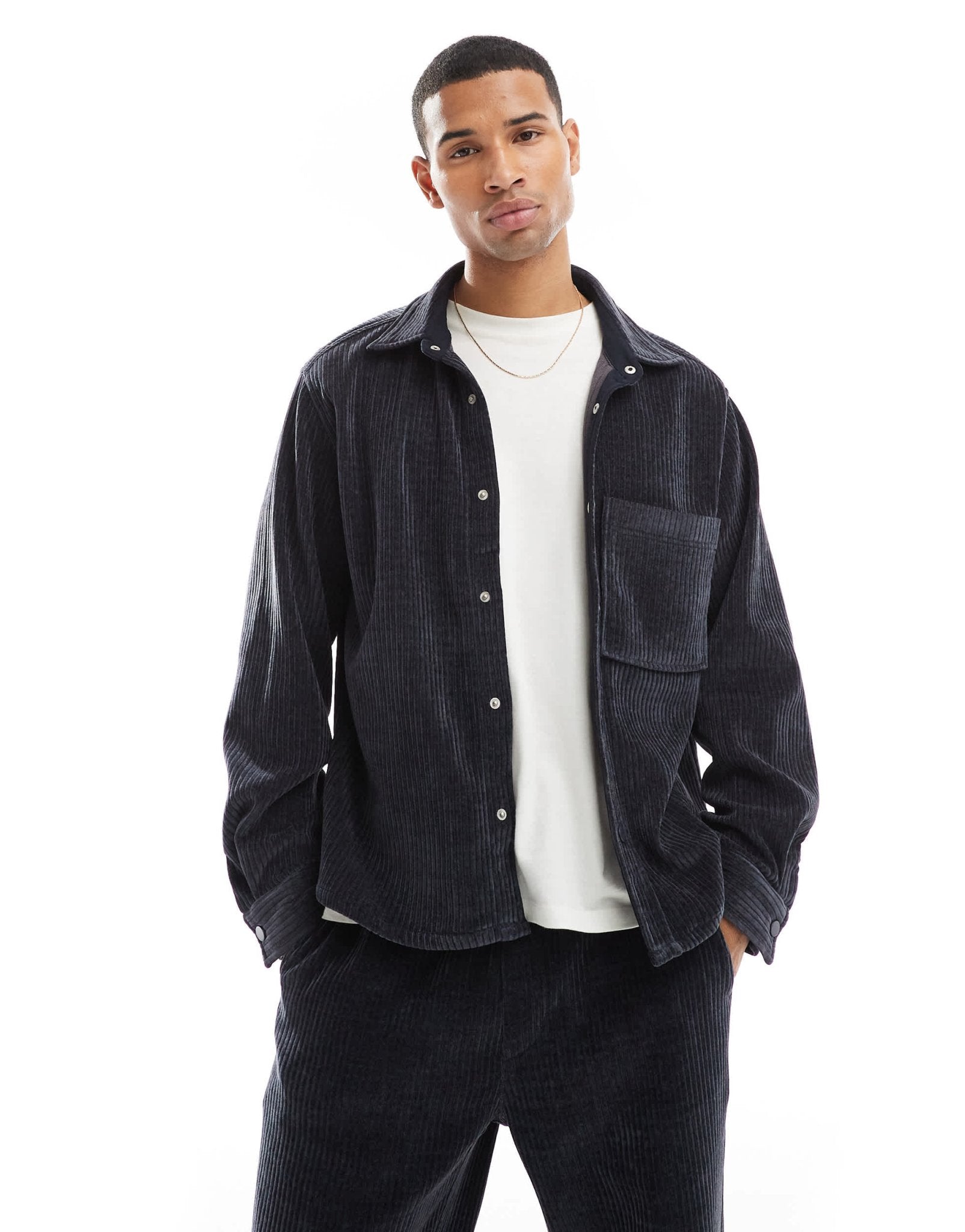 Bershka cord shirt co-ord in washed blue - ASOS Sample Sale