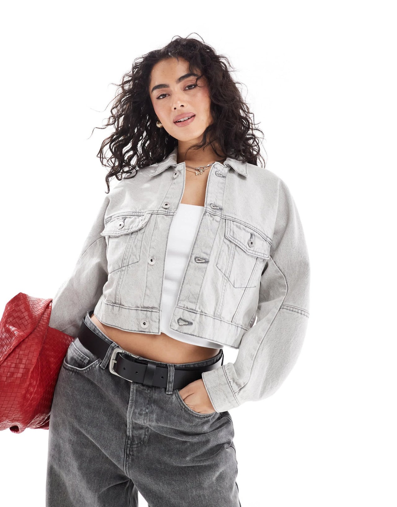 Bershka denim jacket in washed grey - ASOS Sample Sale