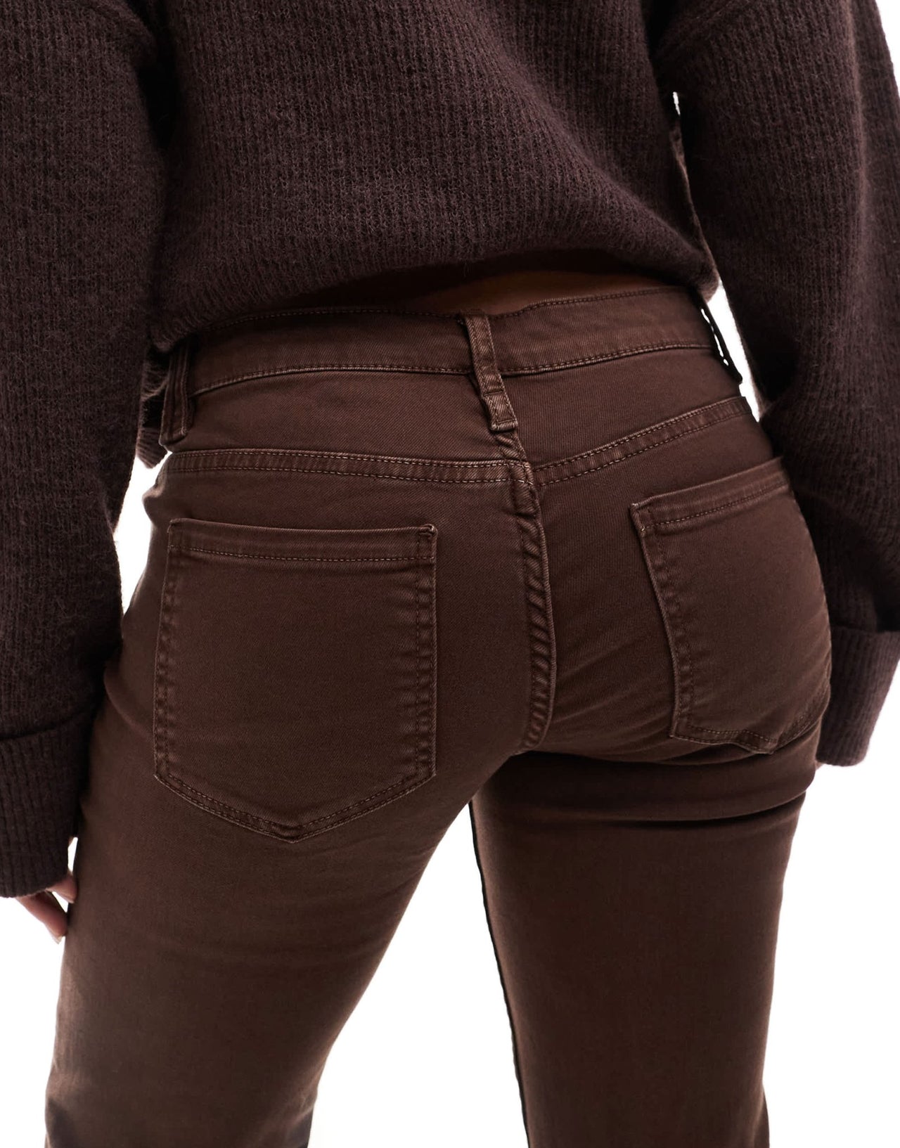 Bershka denim look flared trousers in brown - ASOS Sample Sale
