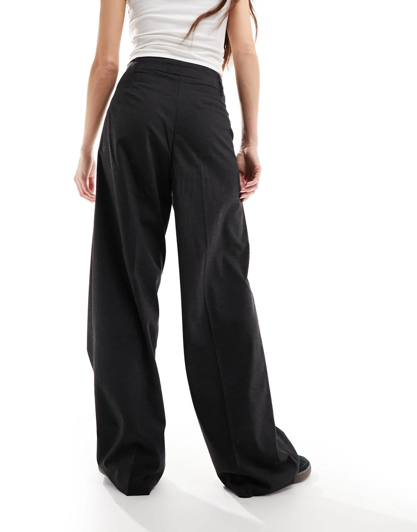 Bershka double waistband wide leg tailored trousers in grey - ASOS Sample Sale