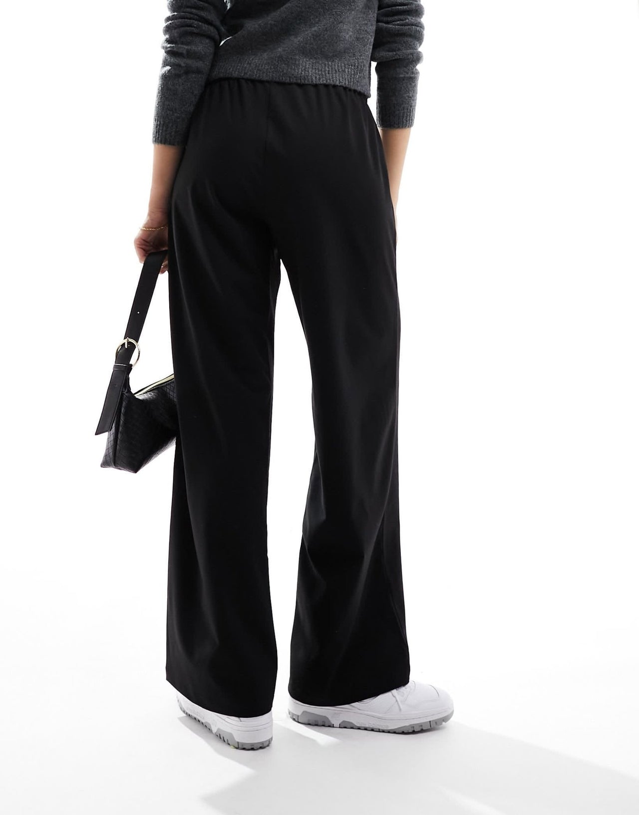 Bershka drawstring waist wide leg trousers in black - ASOS Sample Sale