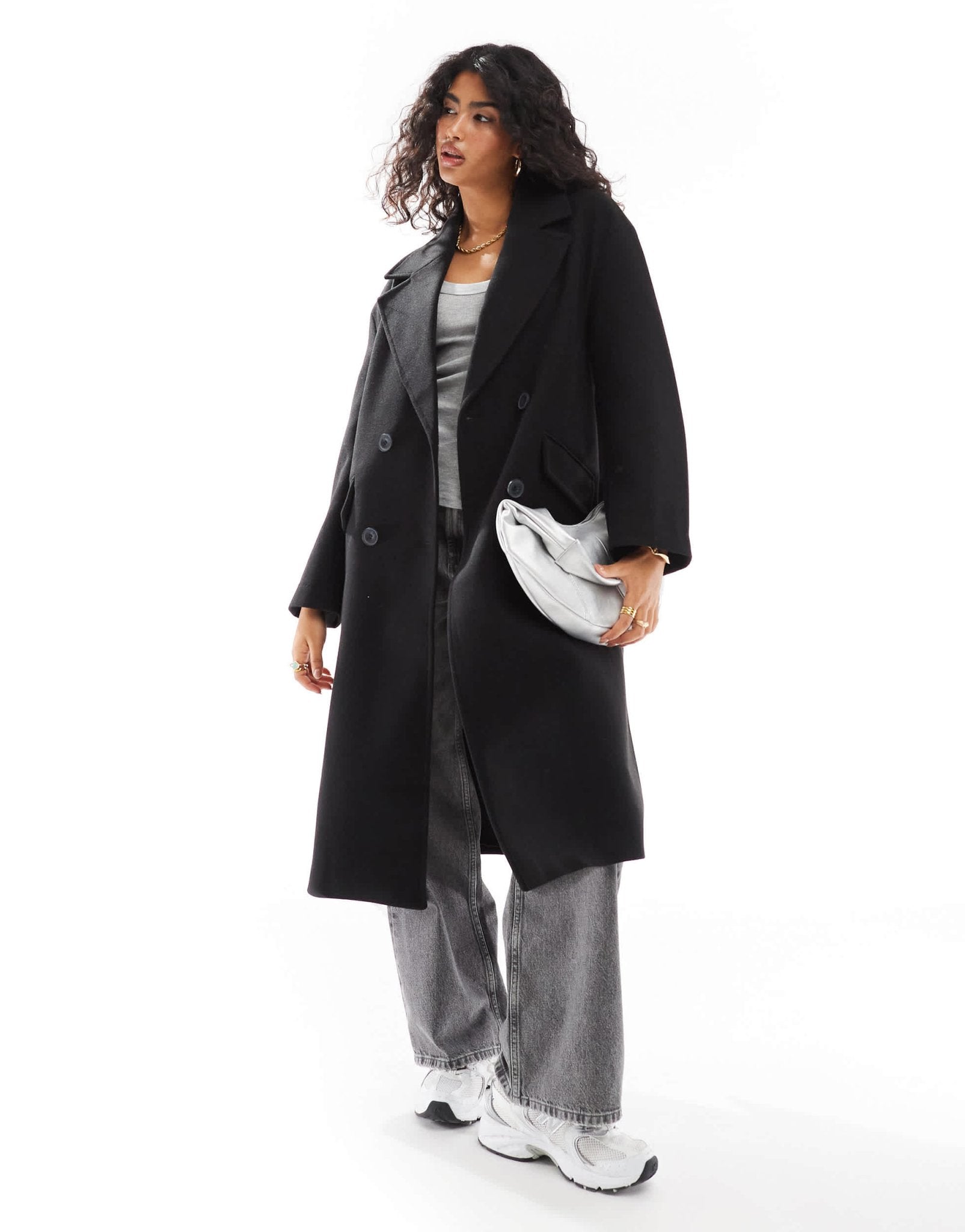 Bershka drop shoulder tailored coat in black - ASOS Sample Sale