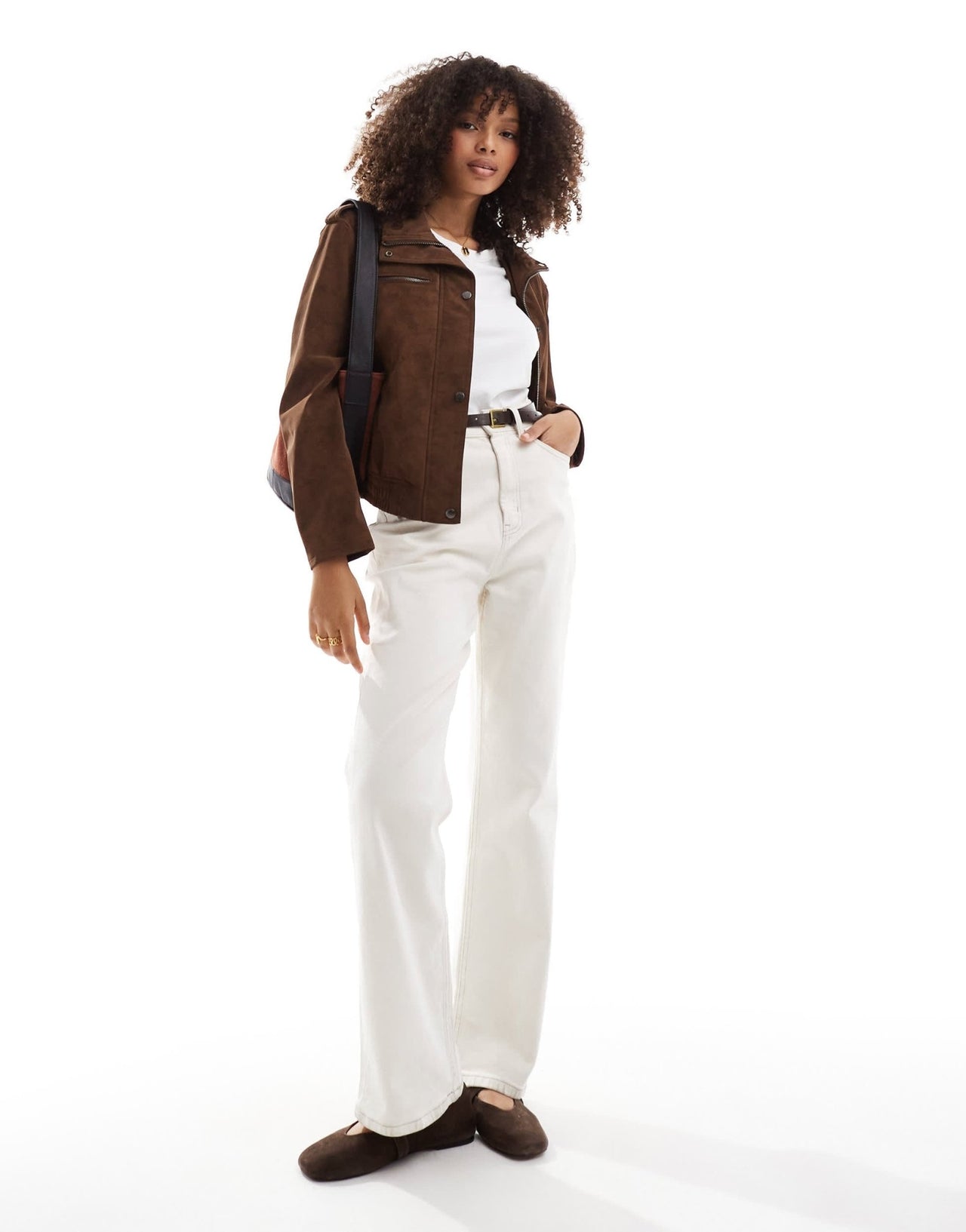 Bershka faux suede boxy jacket in chocolate - ASOS Sample Sale