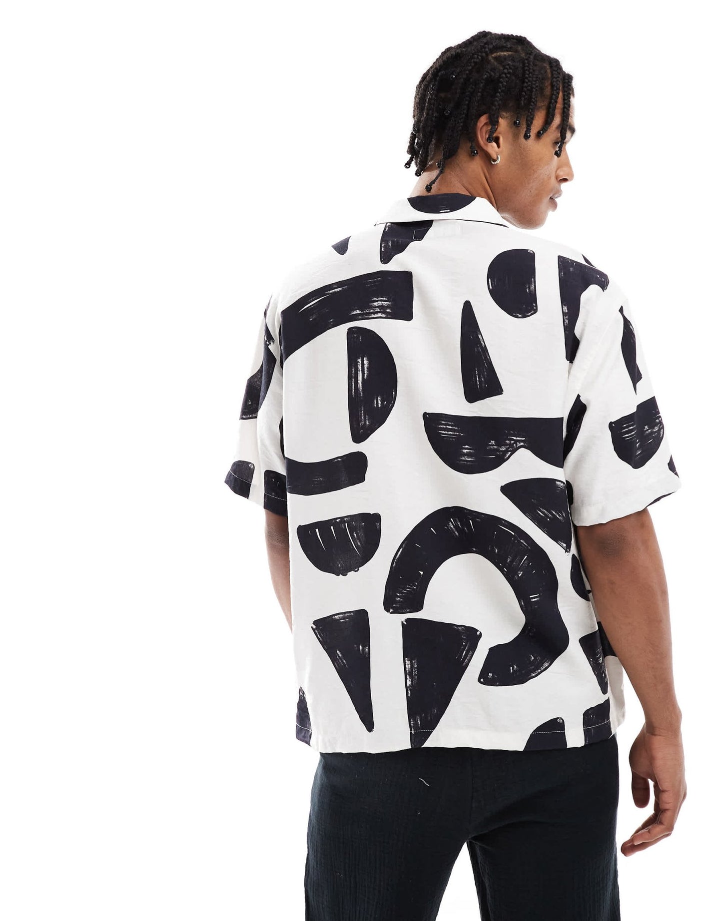 Bershka geometric patterned shirt in white - ASOS Sample Sale