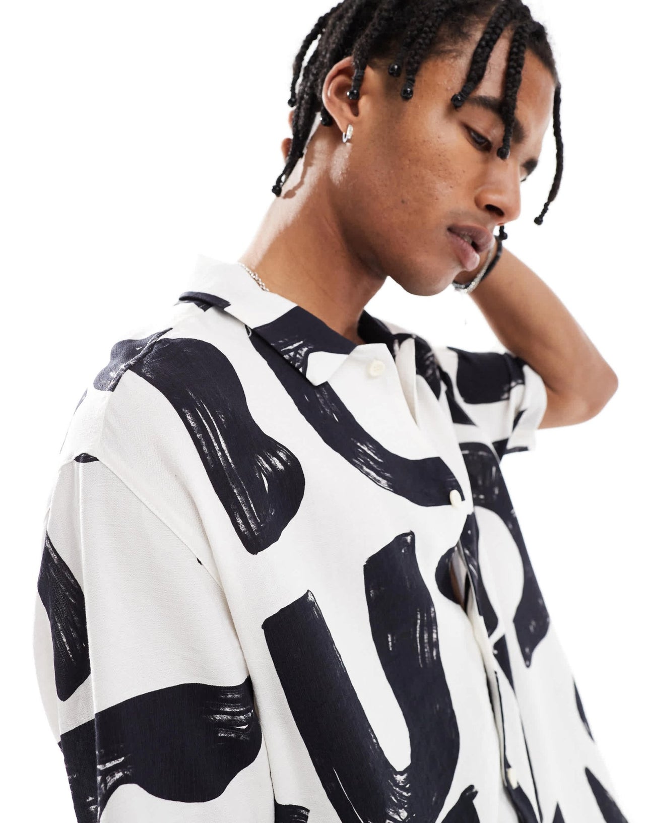 Bershka geometric patterned shirt in white - ASOS Sample Sale