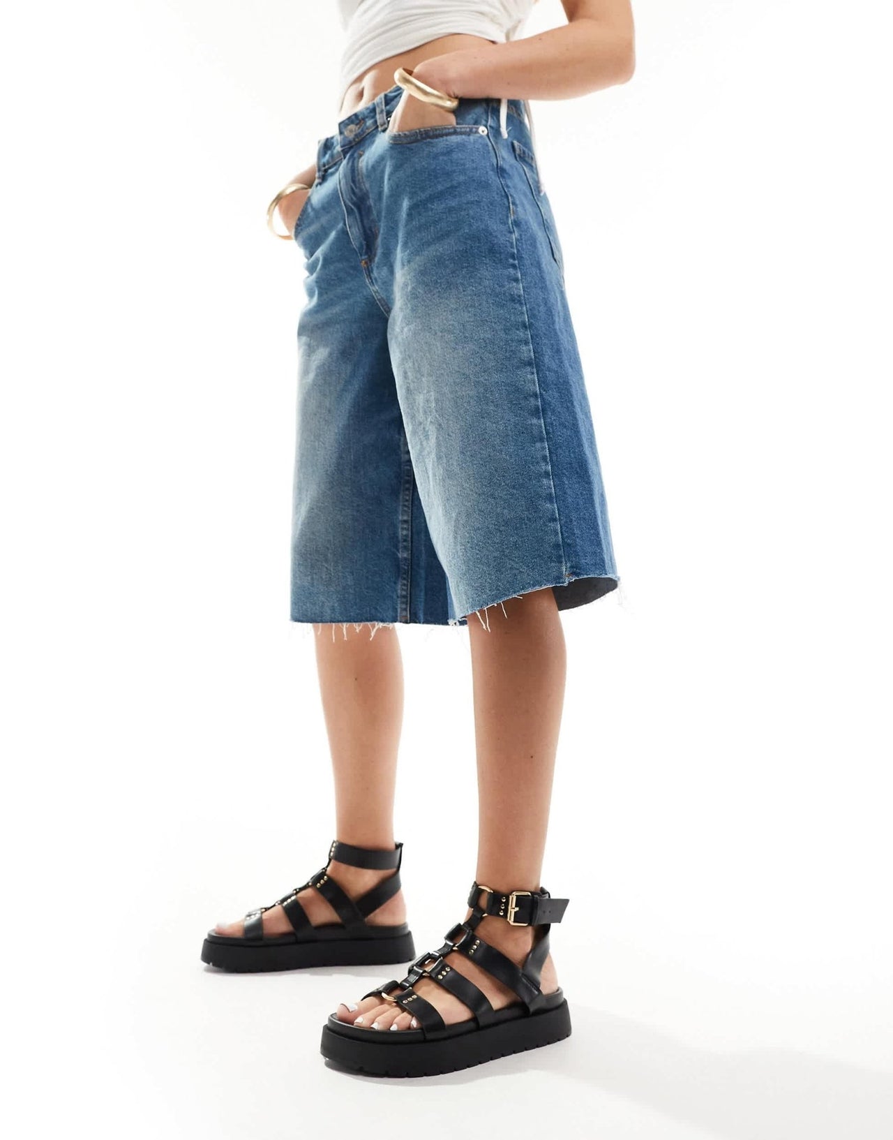 Bershka gladiator platform sandals in black - ASOS Sample Sale