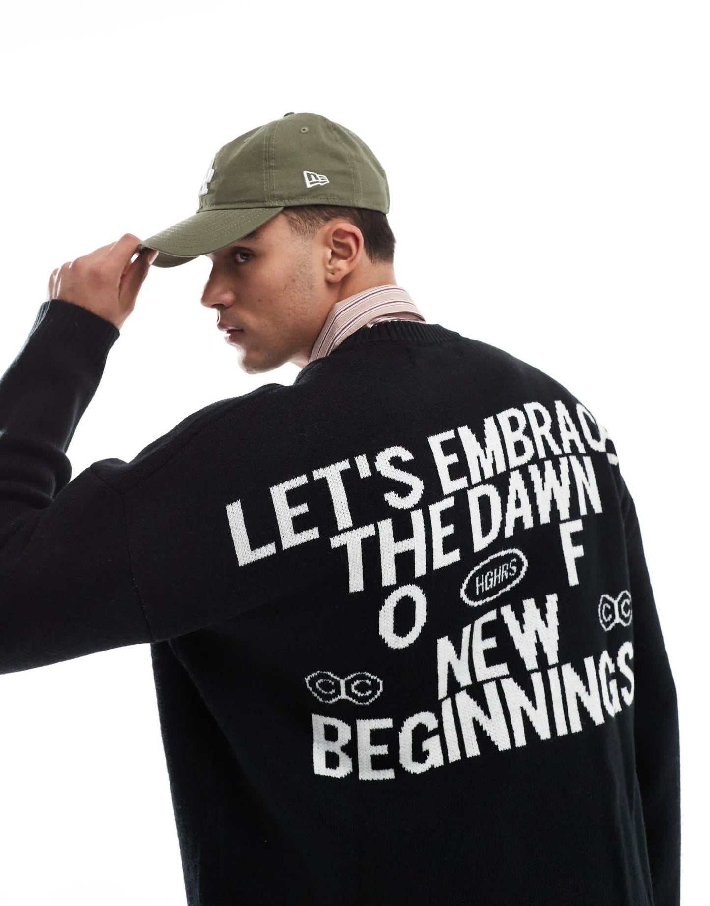 Bershka graphic knitted jumper in black - ASOS Sample Sale