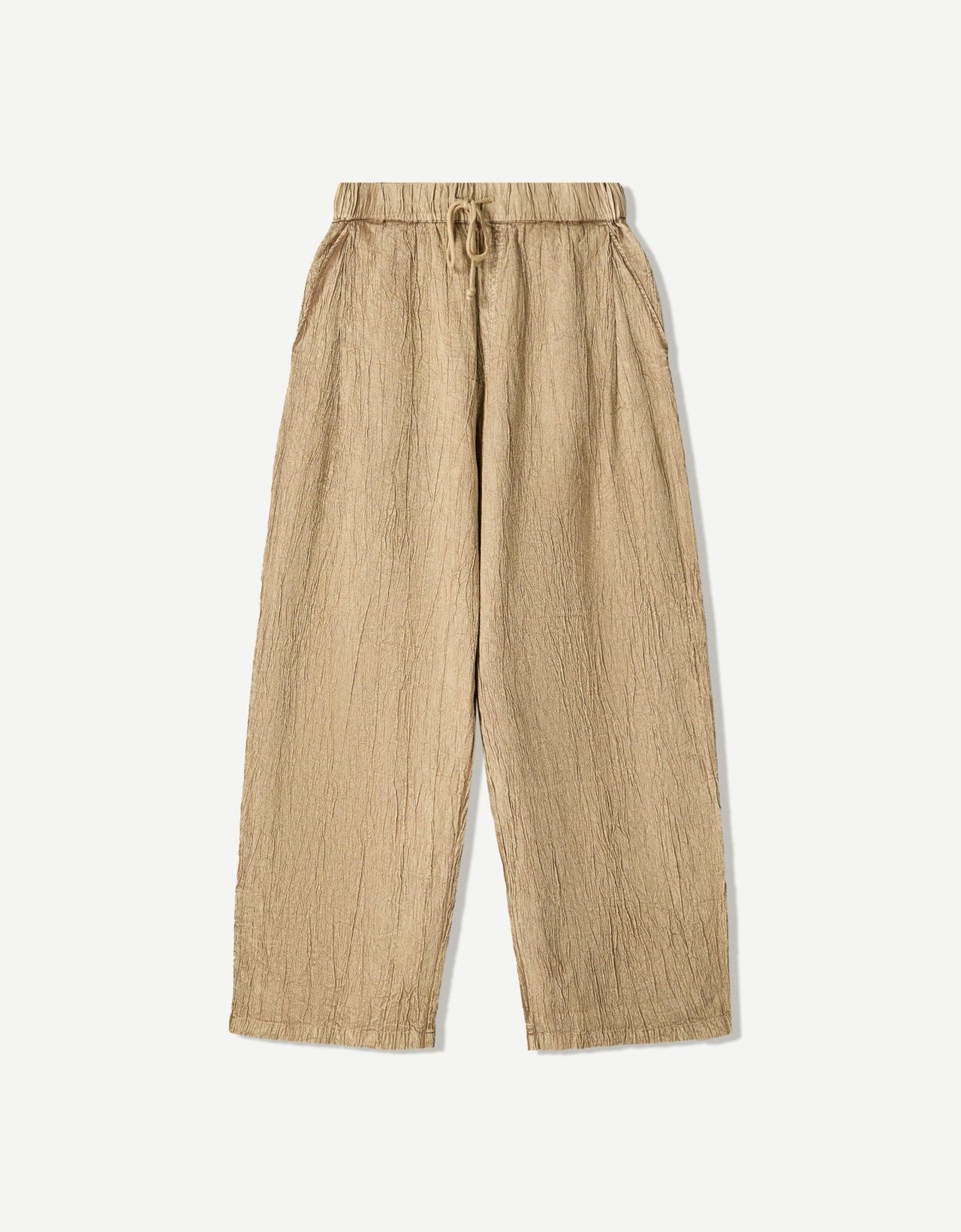 Bershka heavy plisse co-ord trouser in sand - ASOS Sample Sale