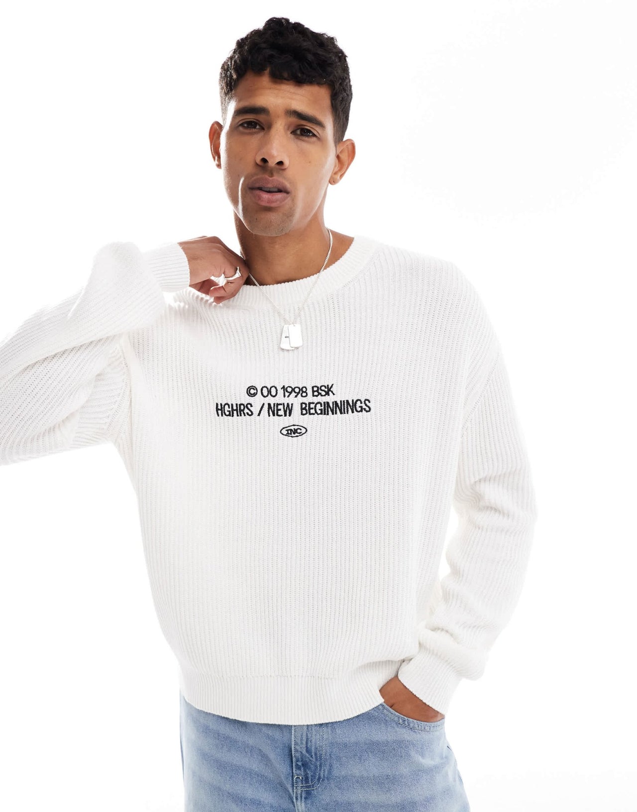Bershka HGHRS sweatshirt in white - ASOS Sample Sale