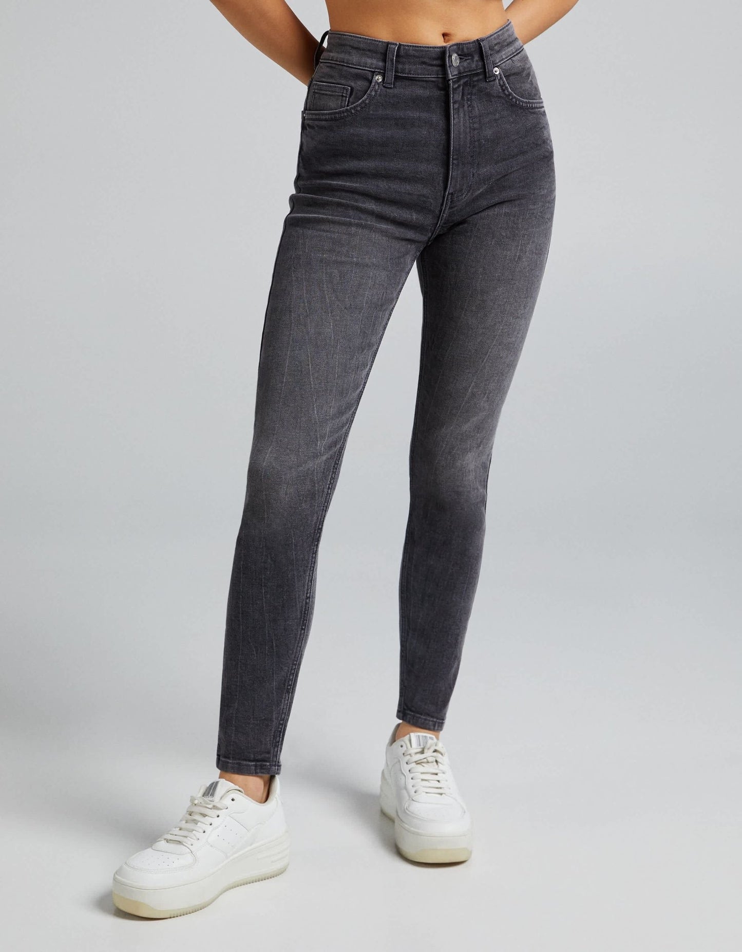 Bershka high waist skinny jean in grey - ASOS Sample Sale