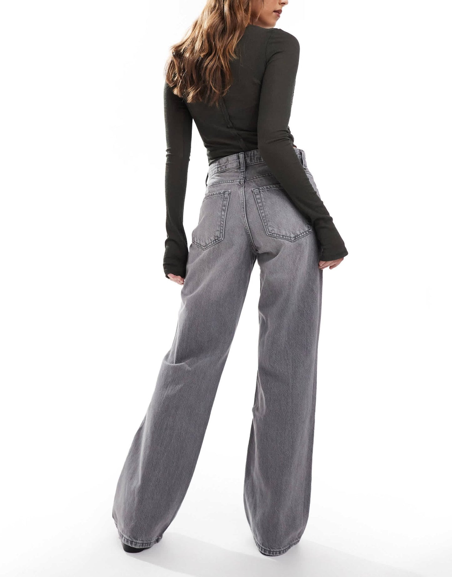 Bershka high waisted 90s wide leg jeans in washed grey - ASOS Sample Sale
