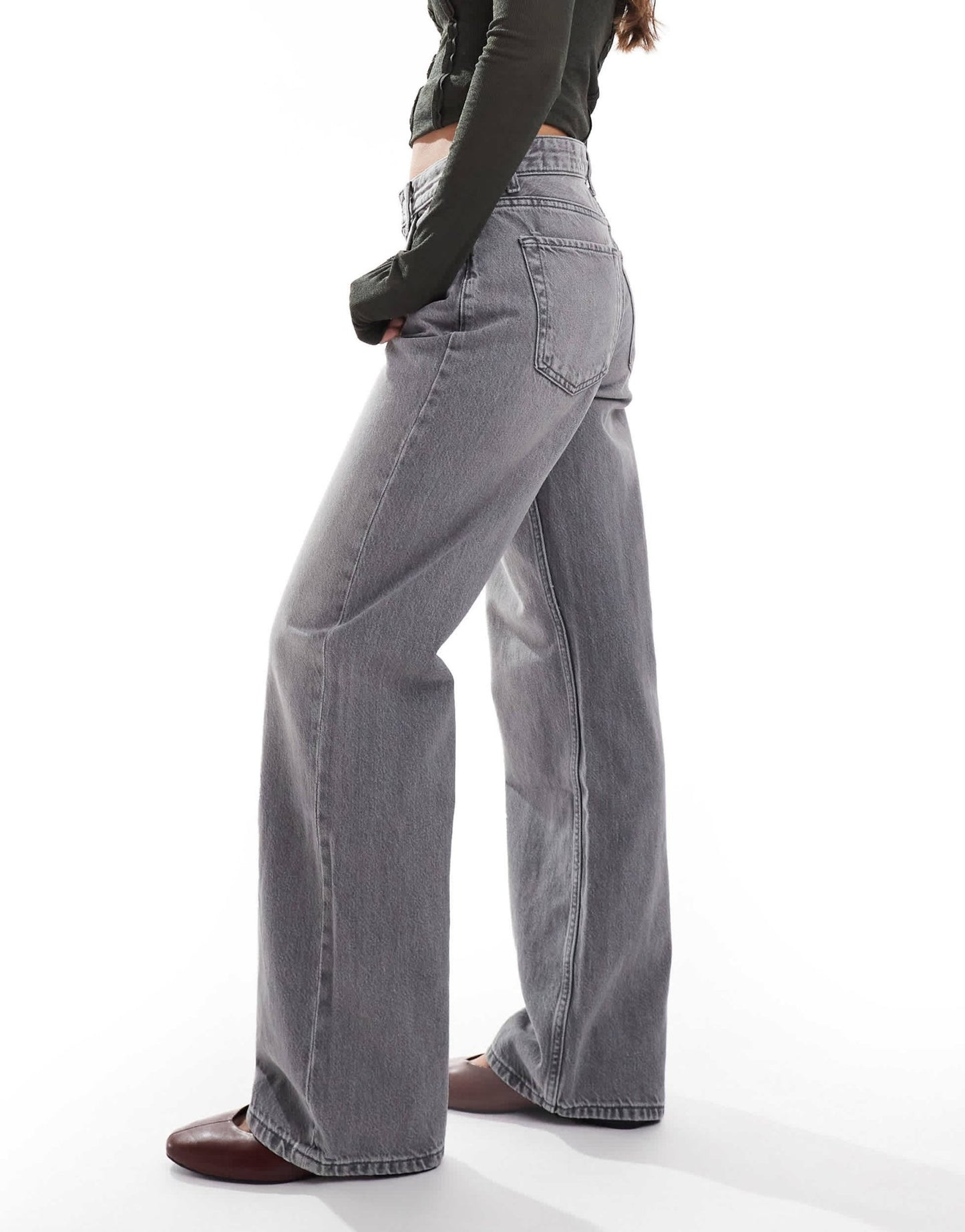Bershka high waisted 90s wide leg jeans in washed grey - ASOS Sample Sale