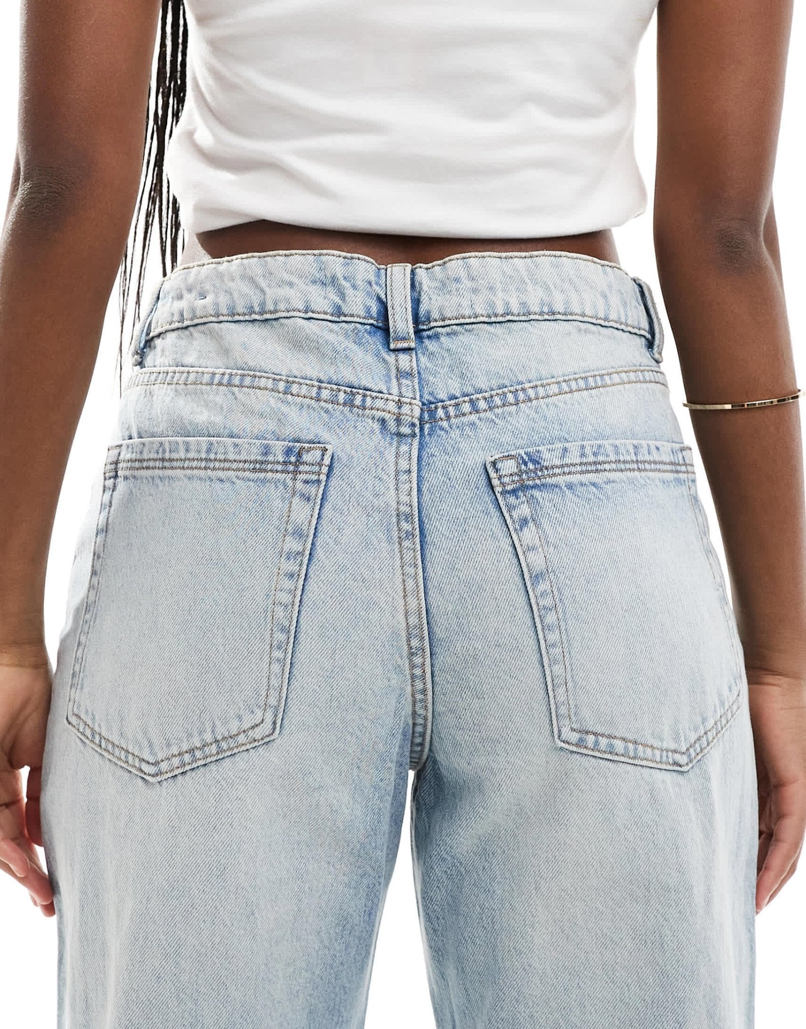 Bershka high waisted baggy wide leg jeans in dirty light wash blue - ASOS Sample Sale