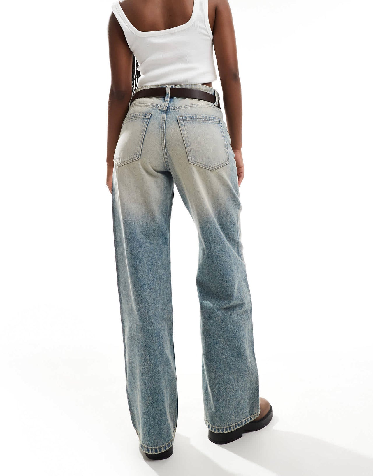 Bershka high waisted baggy wide leg jeans in dirty wash - ASOS Sample Sale