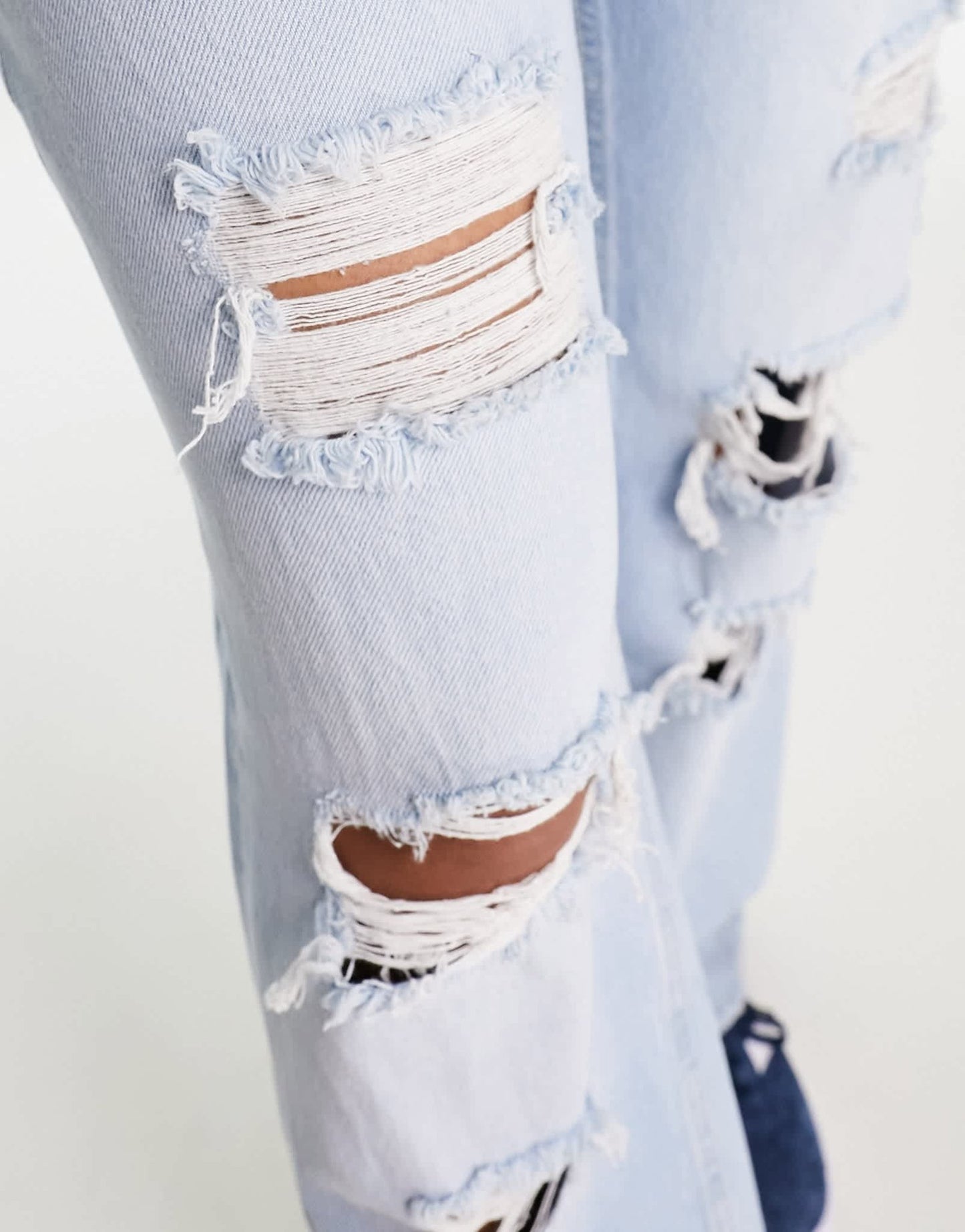 Bershka high waisted ripped ultra wide leg jeans in bleach wash - ASOS Sample Sale