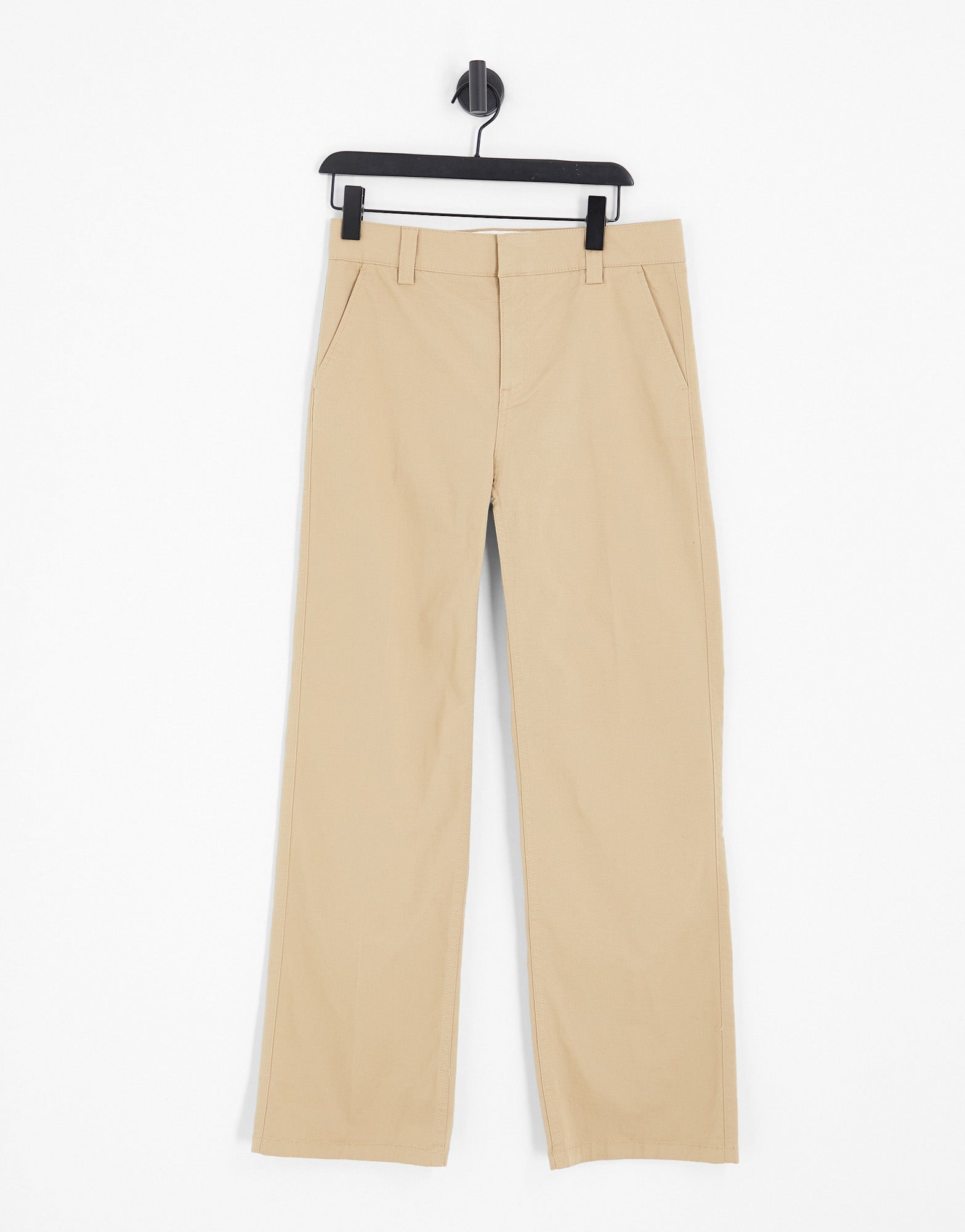 Bershka high waisted straight leg trousers in sand - ASOS Sample Sale