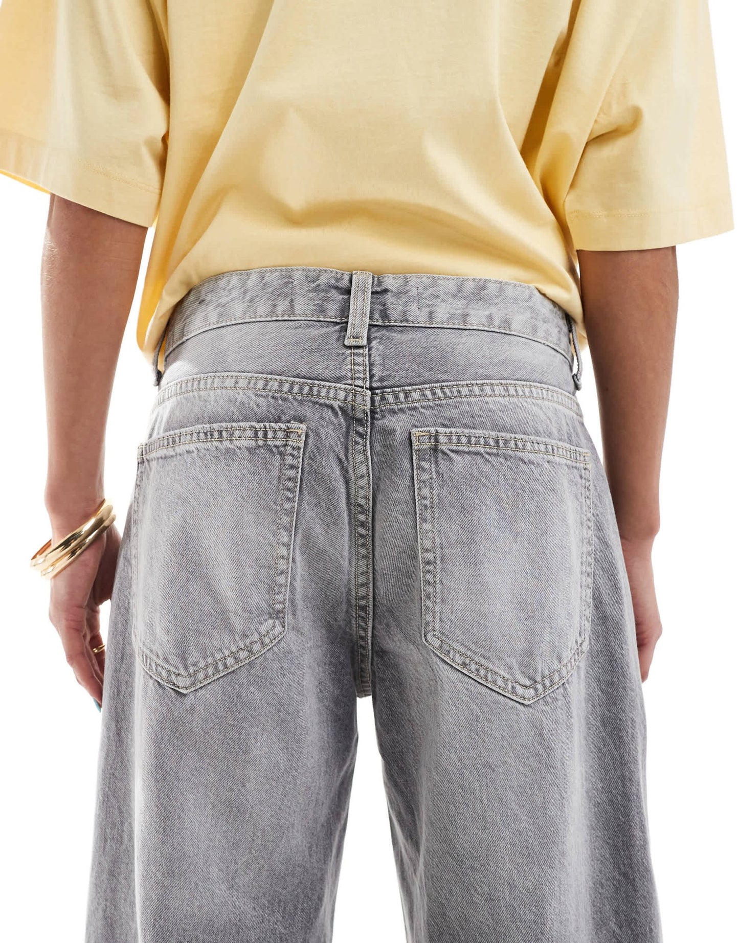 Bershka high waisted wide leg jeans in grey - ASOS Sample Sale