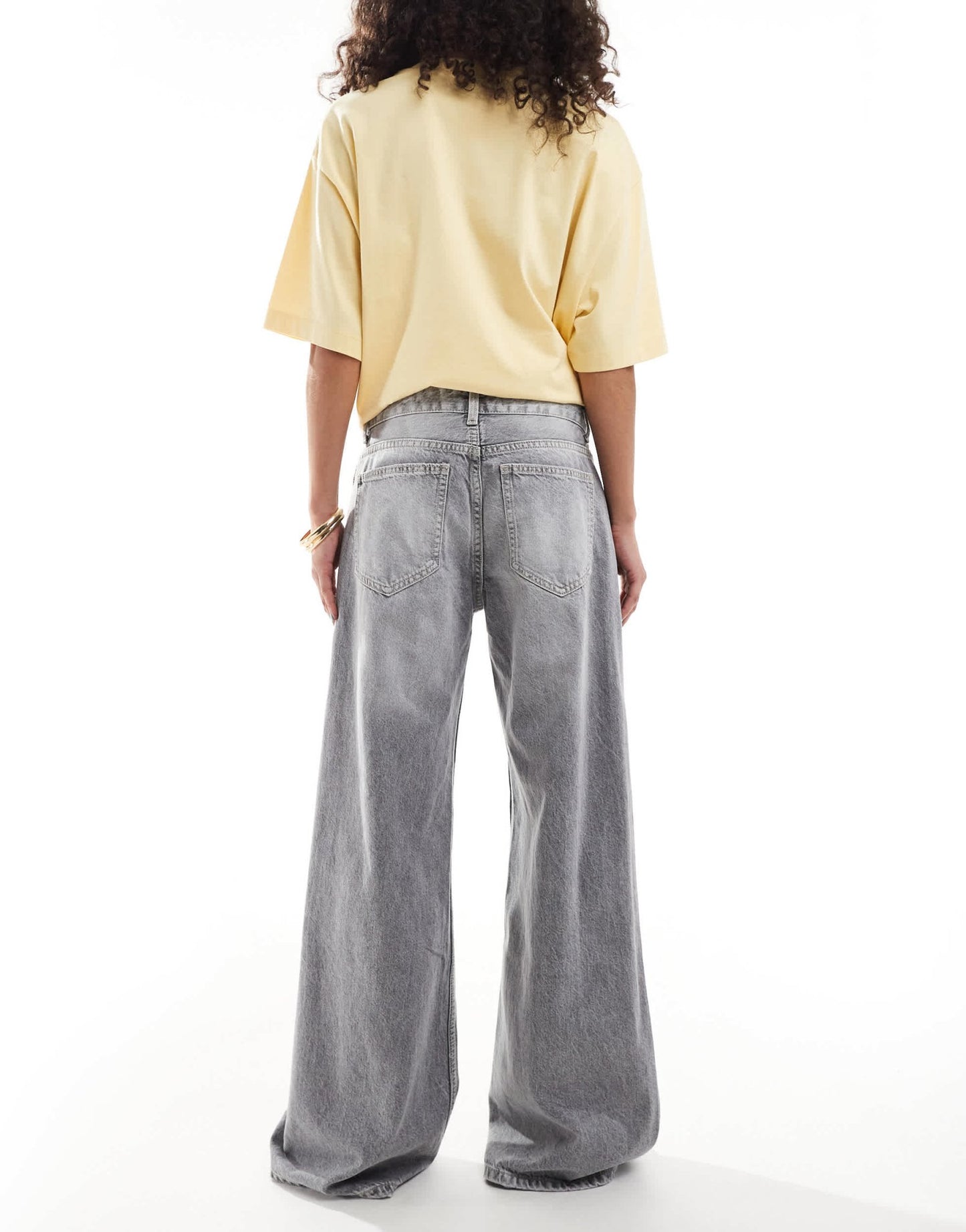 Bershka high waisted wide leg jeans in grey - ASOS Sample Sale