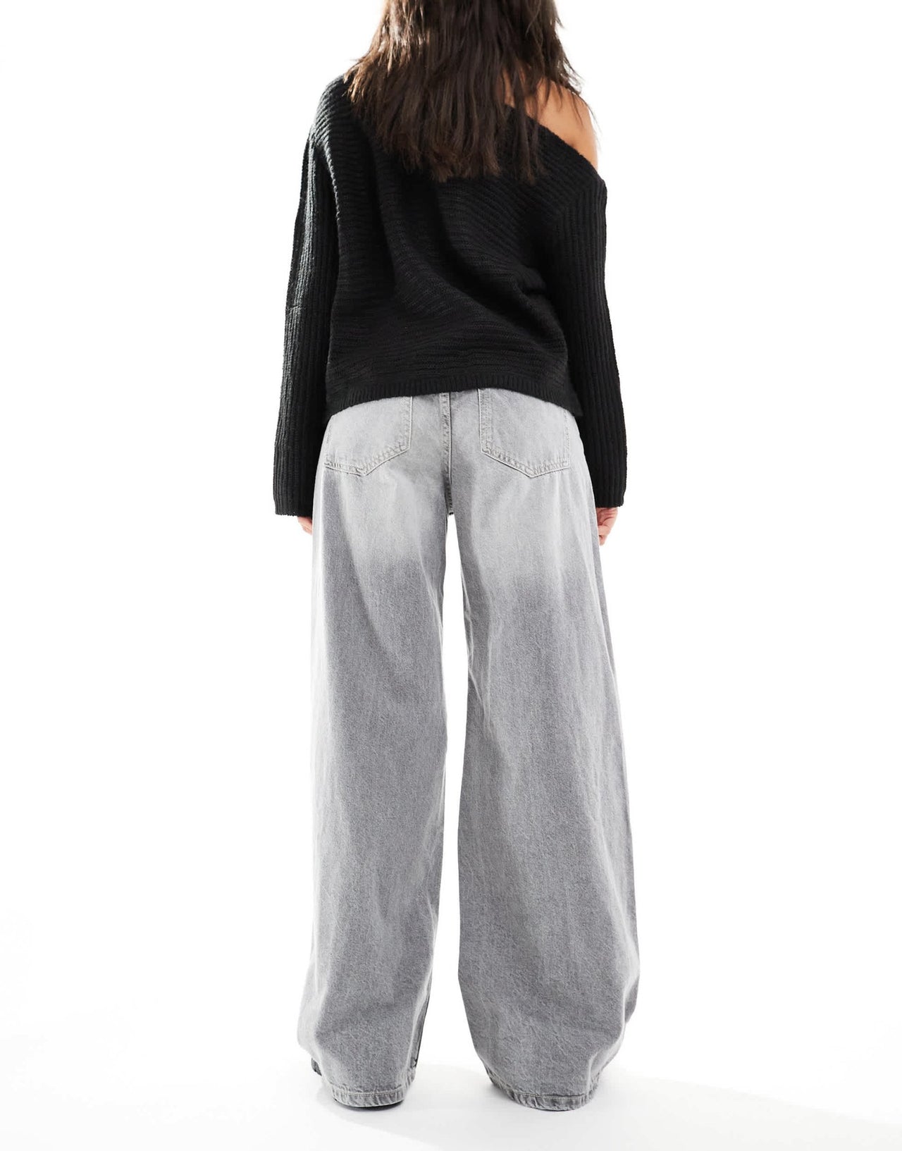 Bershka high waisted wide leg jeans in grey wash - ASOS Sample Sale