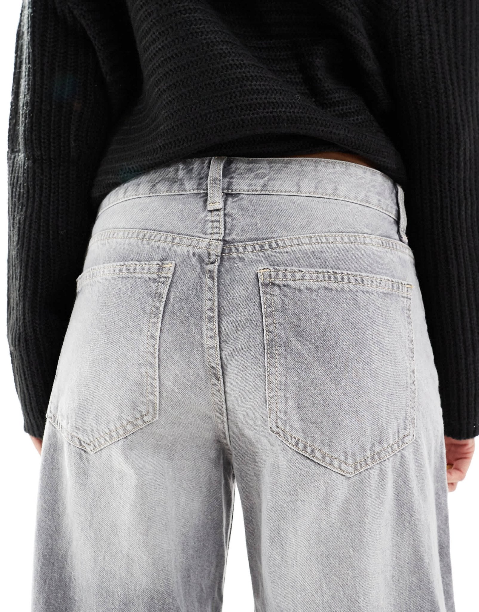 Bershka high waisted wide leg jeans in grey wash - ASOS Sample Sale