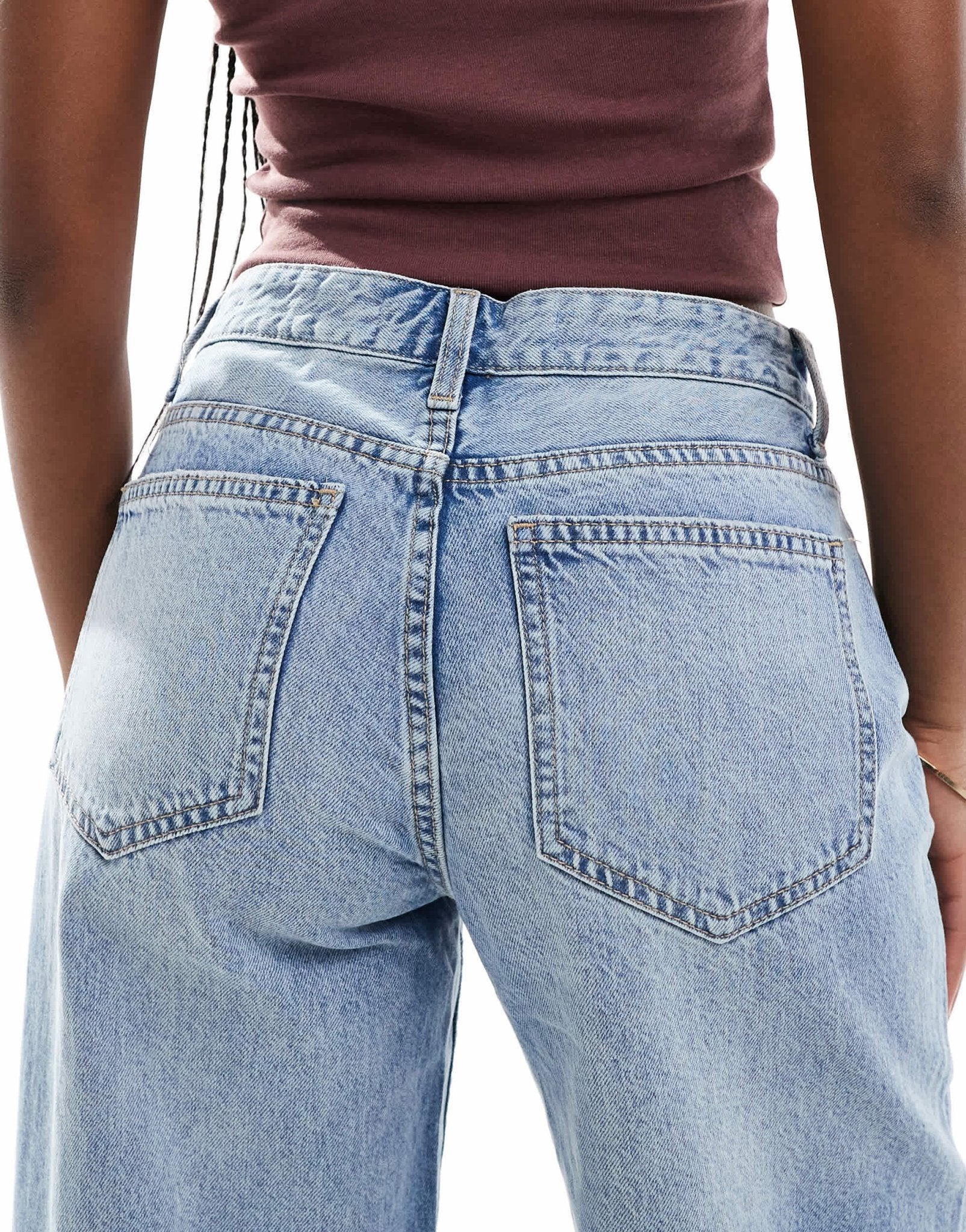Bershka high waisted wide leg jeans in light wash blue - ASOS Sample Sale